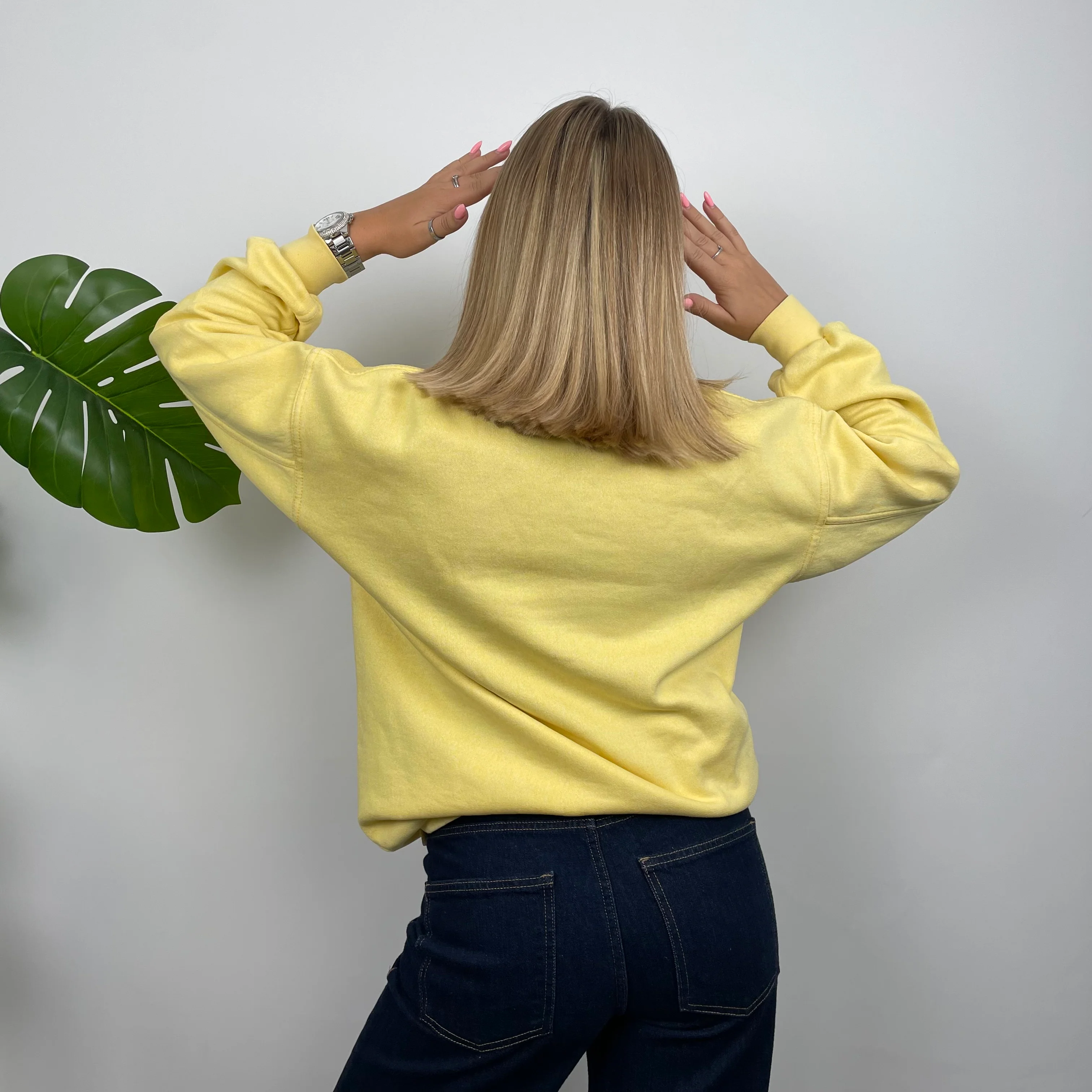 Timberland Yellow Embroidered Spell Out Sweatshirt (M) - Image 8