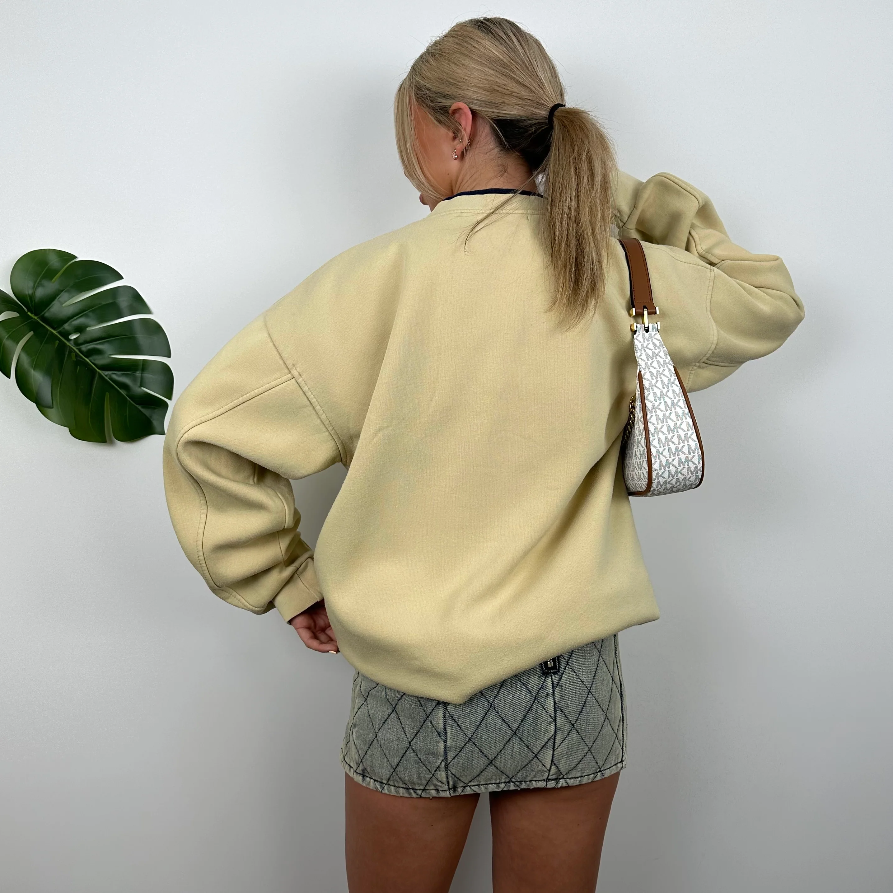 Timberland Yellow Embroidered Spell Out Sweatshirt (L) - Image 6