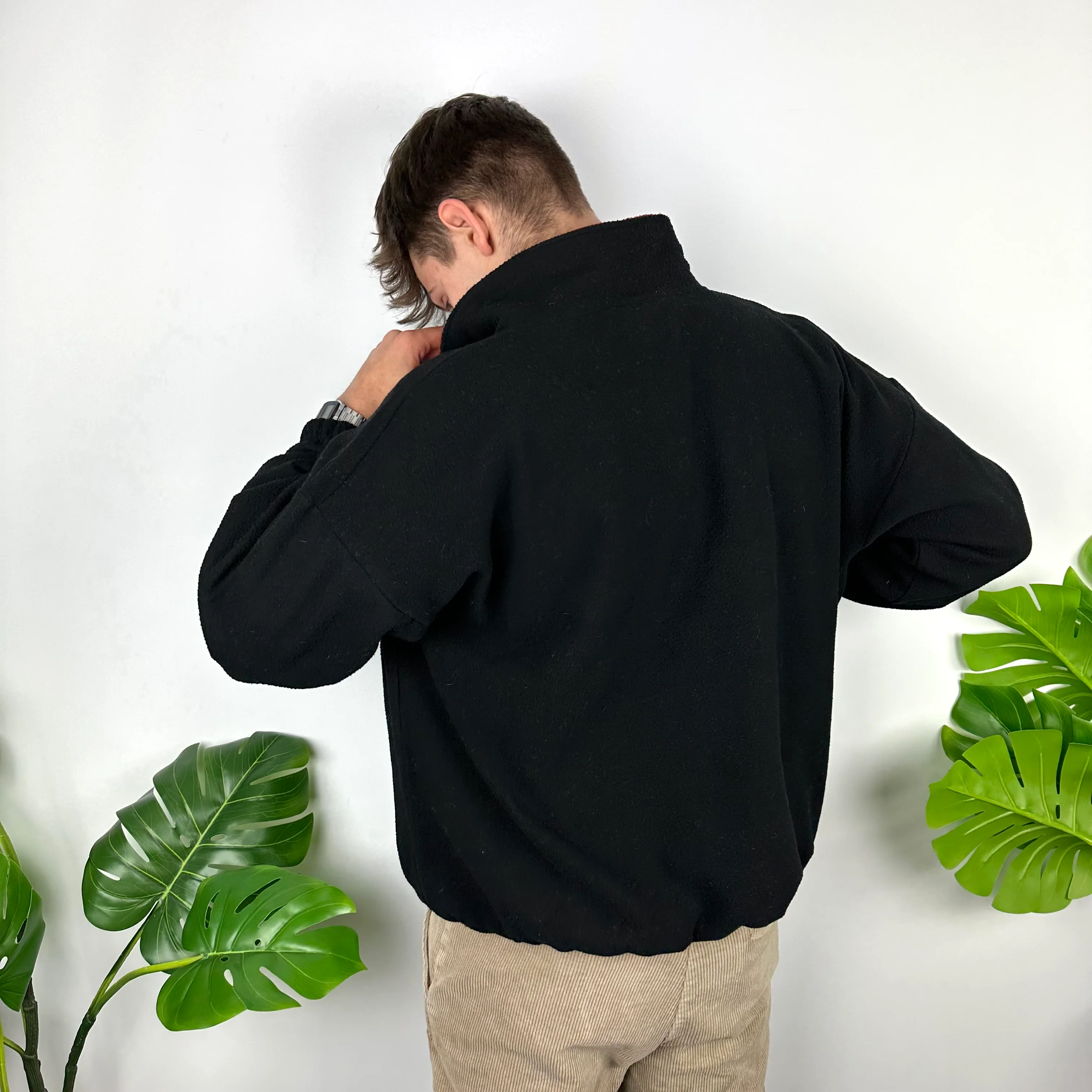 Tommy Hilfiger Black Embroidered Spell Out Teddy Bear Fleece Quarter Zip Sweatshirt (L) - Image 4