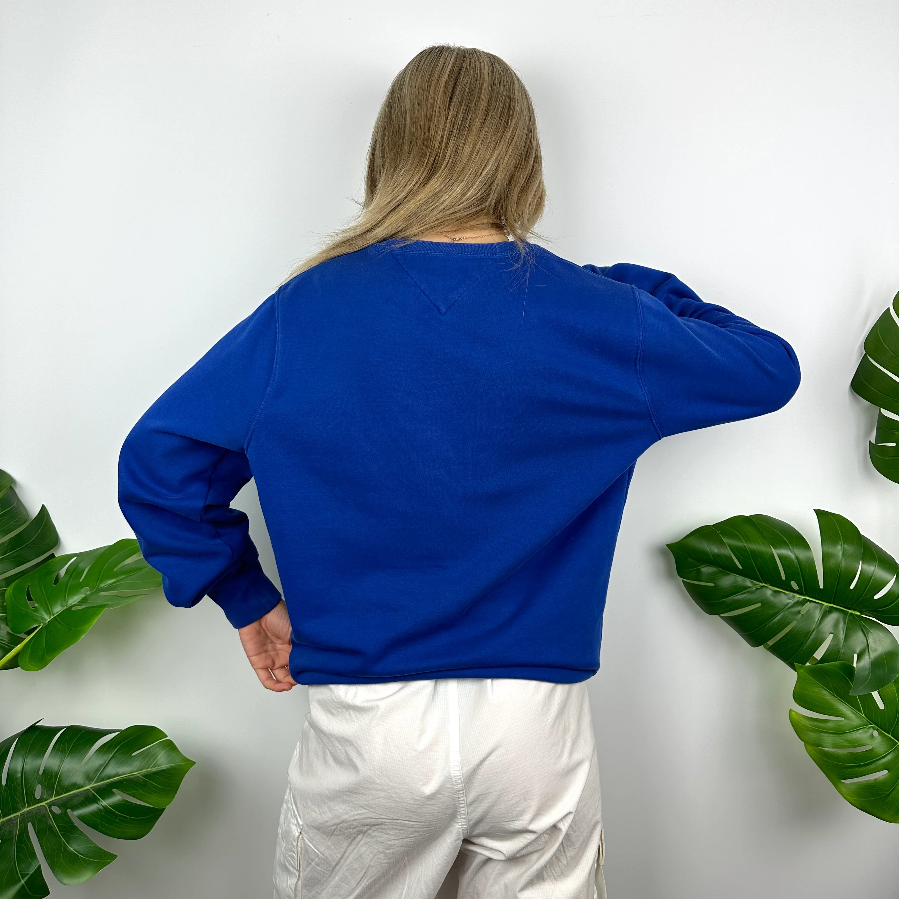 Tommy Hilfiger Blue Embroidered Spell Out Sweatshirt (M) - Image 4
