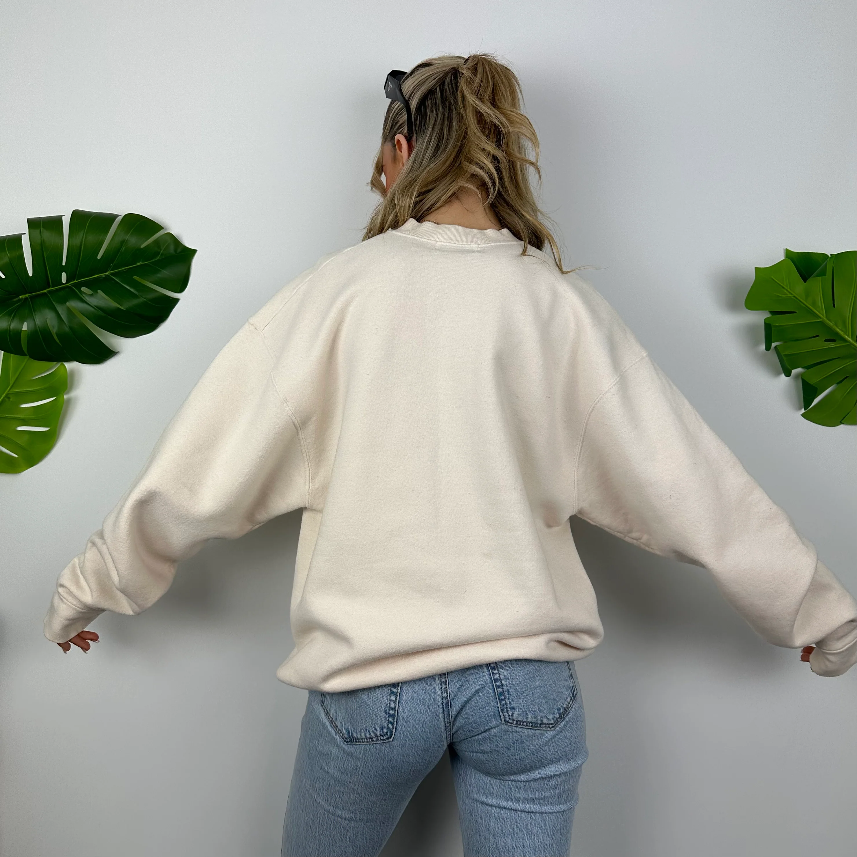 Tommy Hilfiger Cream Embroidered Spell Out Sweatshirt (XL) - Image 5