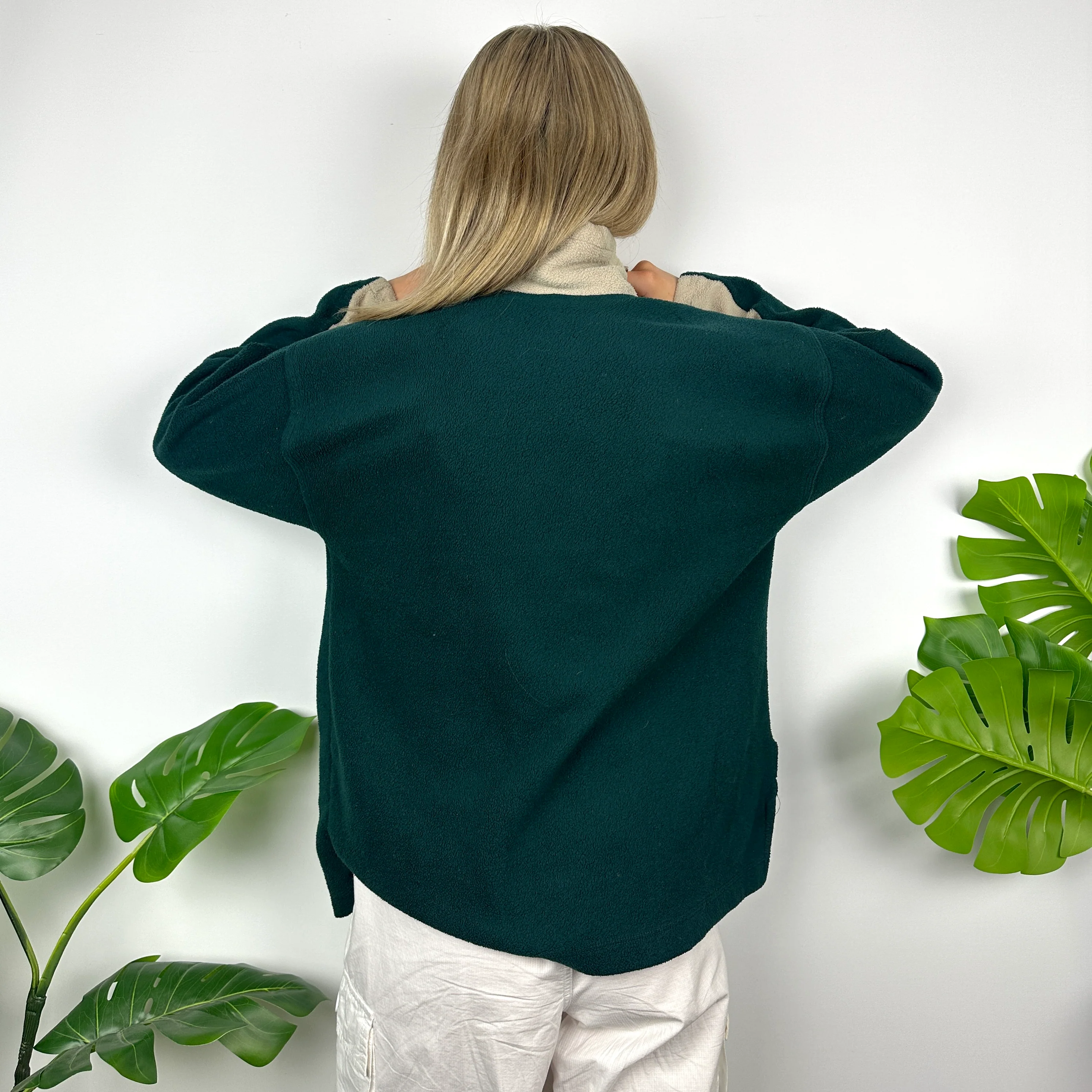 Tommy Hilfiger Green Embroidered Spell Out Teddy Bear Fleece Quarter Zip Sweatshirt (M) - Image 4