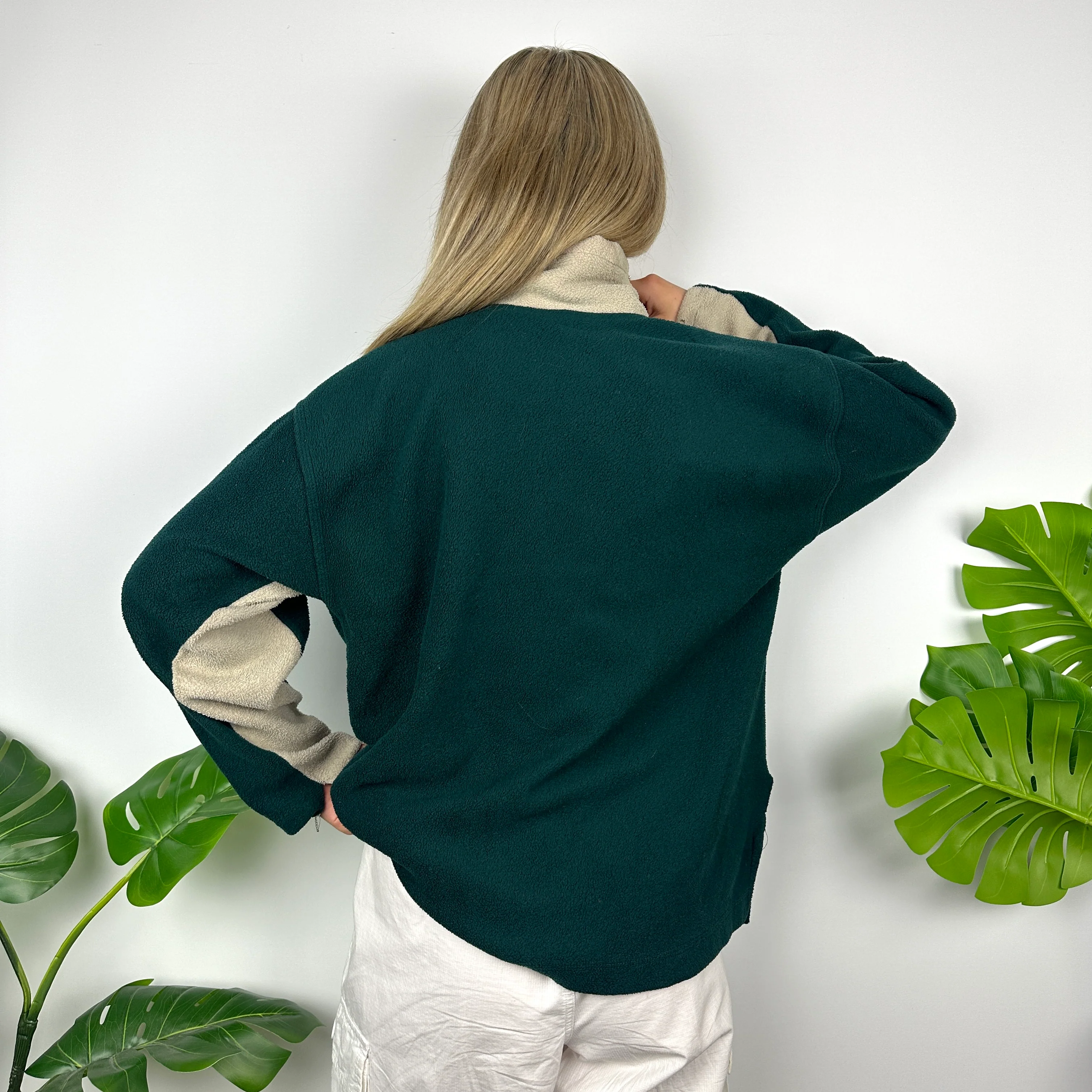Tommy Hilfiger Green Embroidered Spell Out Teddy Bear Fleece Quarter Zip Sweatshirt (M) - Image 7