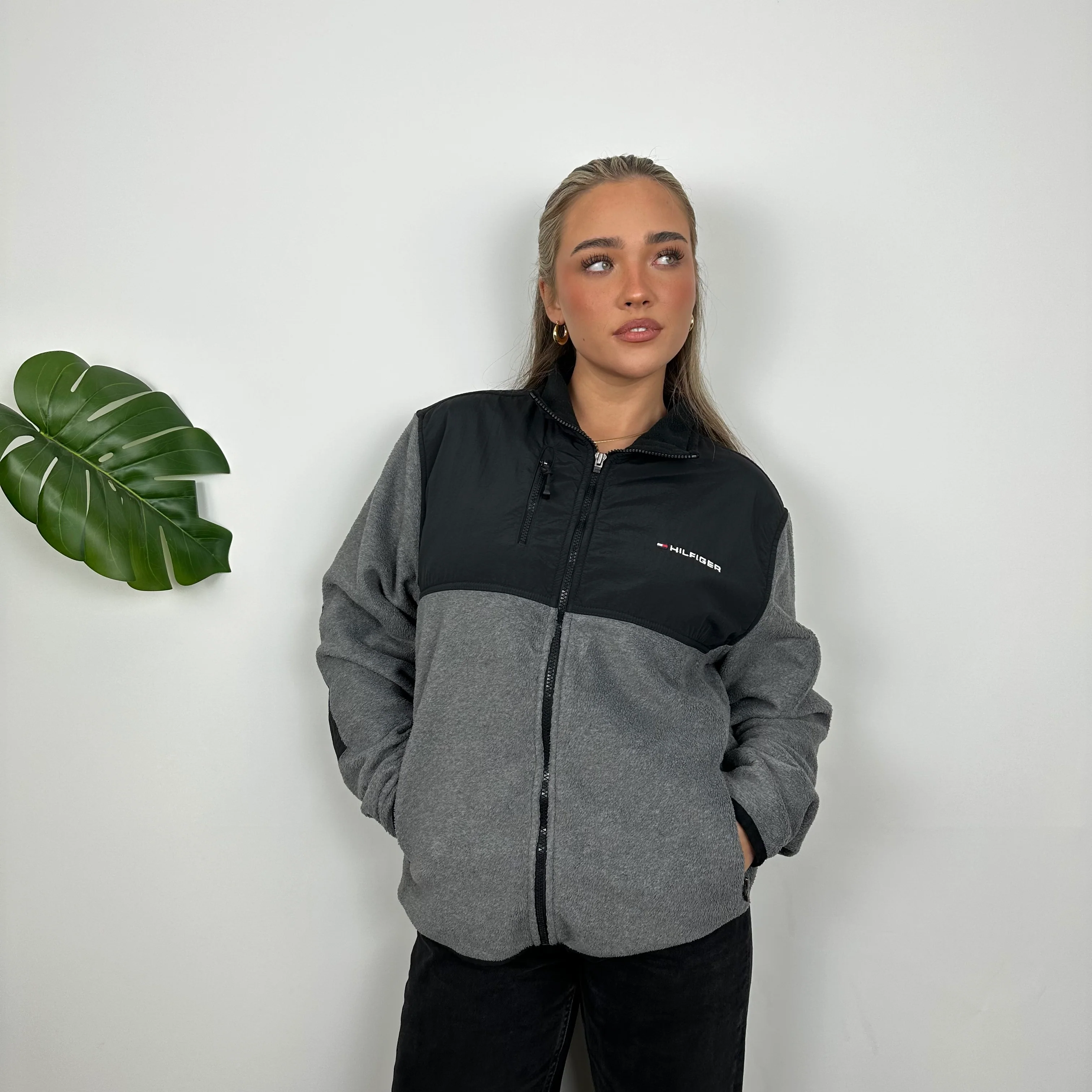 Tommy Hilfiger Grey Denali Teddy Bear Fleece Zip Up Jacket (M) - Image 2