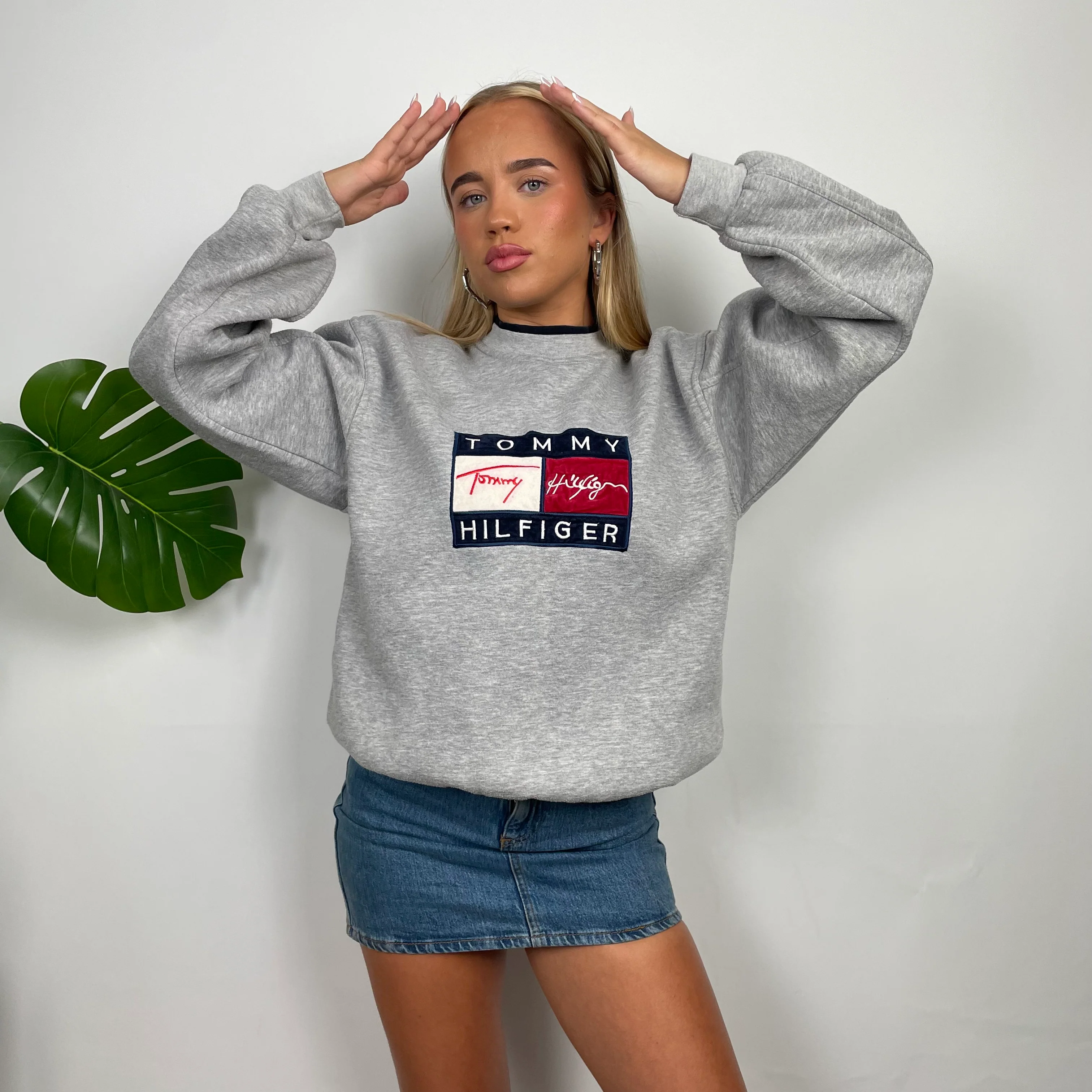 Tommy Hilfiger Grey Embroidered Spell Out Sweatshirt (S) - Image 2