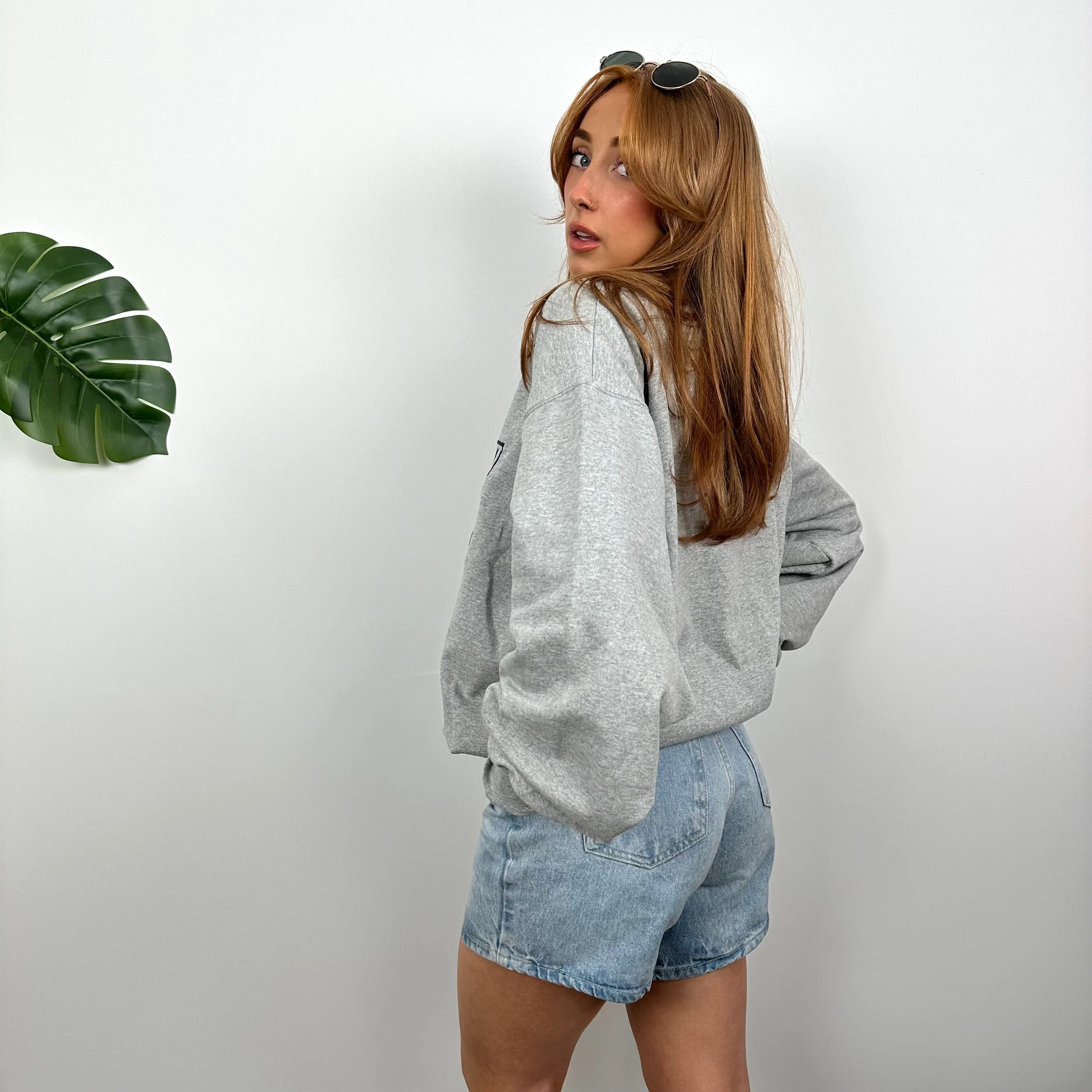 Tommy Hilfiger Grey Embroidered Spell Out Sweatshirt as worn by Annalivia (XL) - Image 4