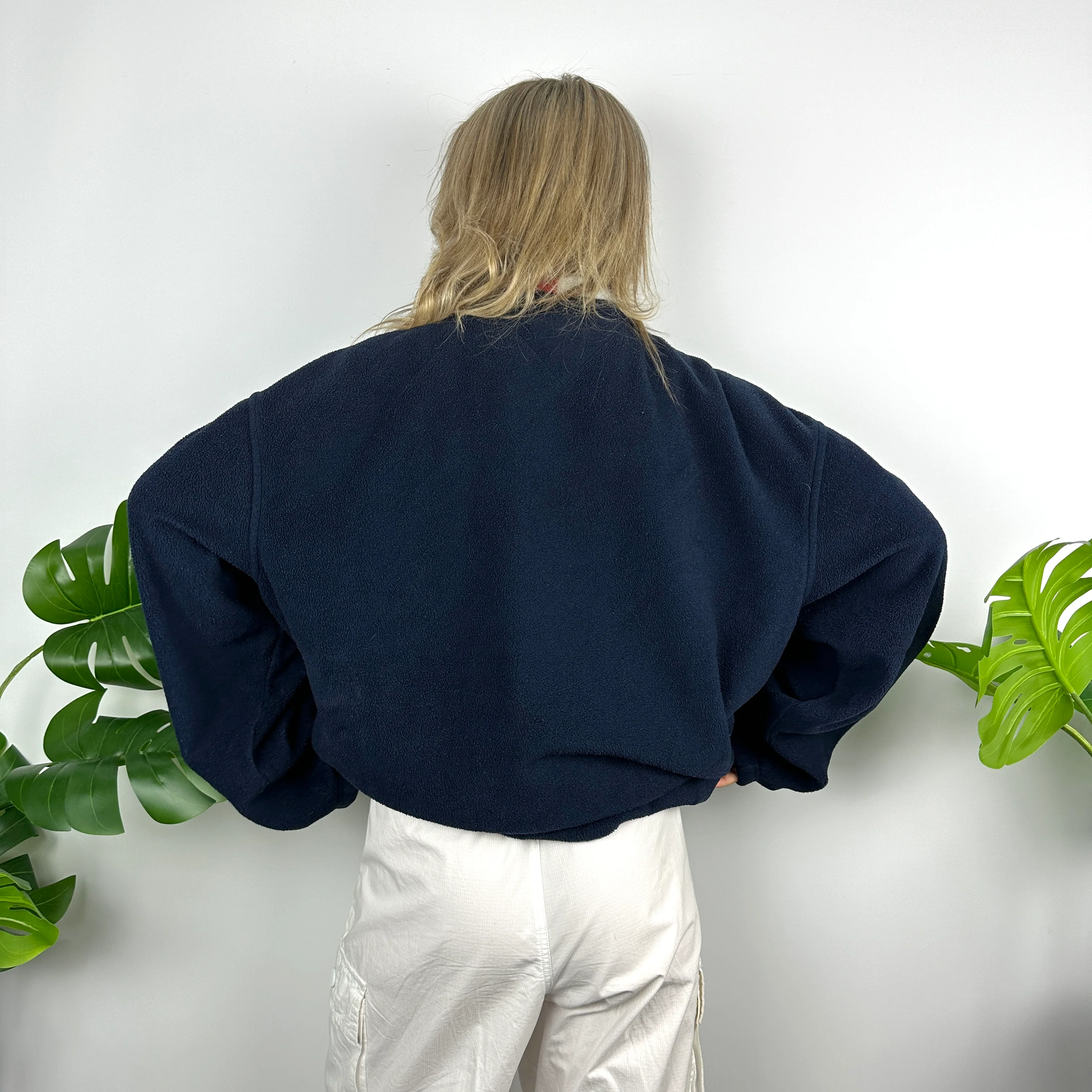 Tommy Hilfiger Navy Embroidered Spell Out Teddy Bear Fleece Quarter Zip Sweatshirt (XL) - Image 9