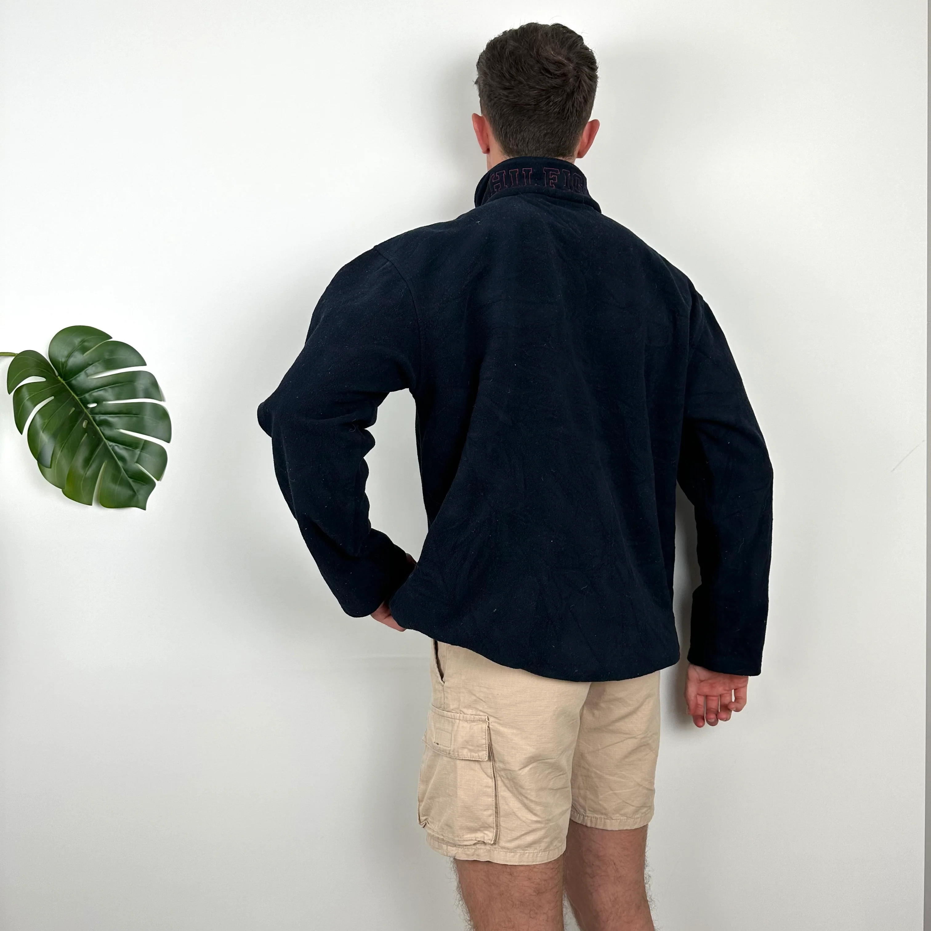 Tommy Hilfiger Navy Embroidered Spell Out Teddy Bear Fleece Quarter Zip Sweatshirt (XL) - Image 4