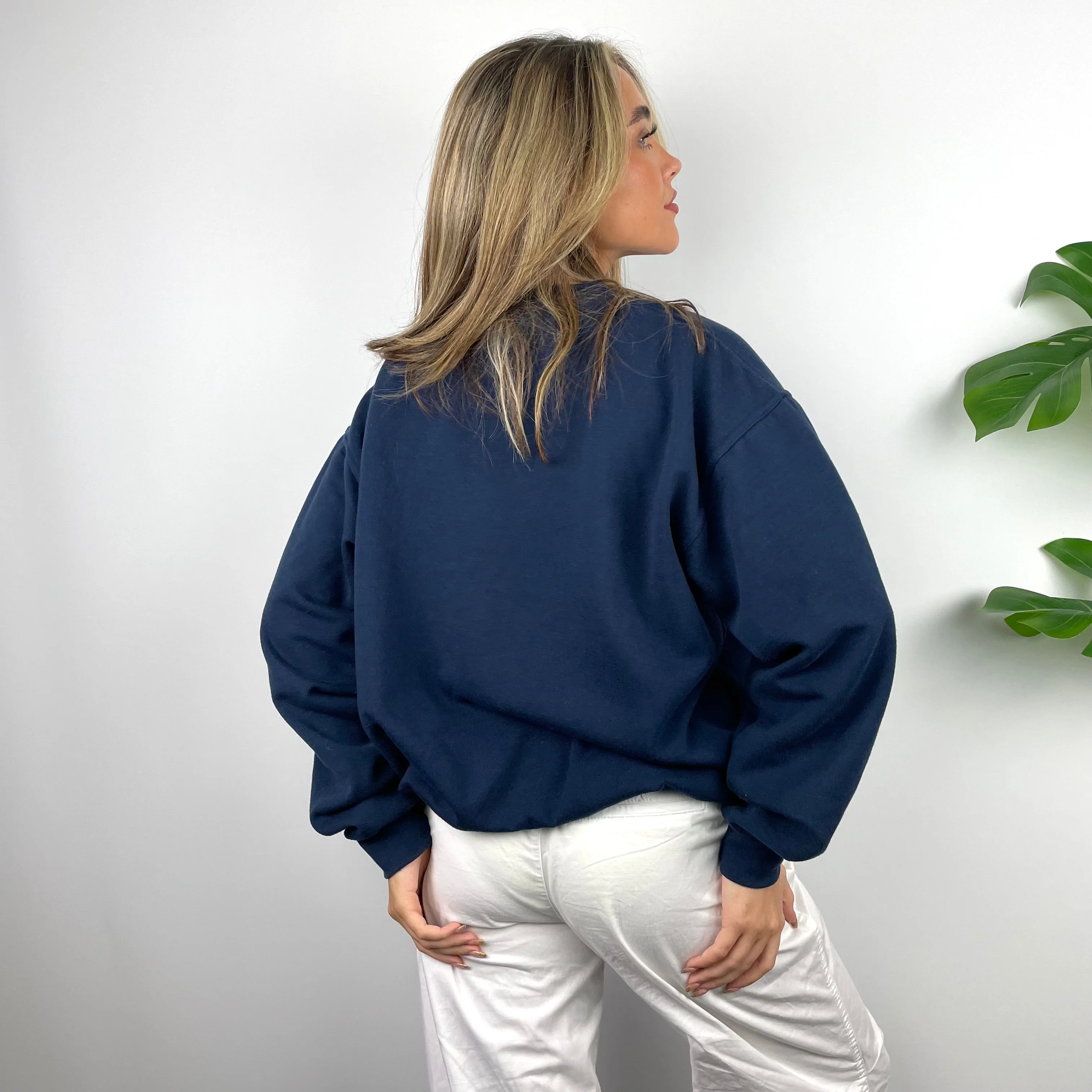 Tommy Hilfiger RARE Navy Embroidered Spell Out Sweatshirt as worn by Annalivia Hynds (XXL) - Image 5
