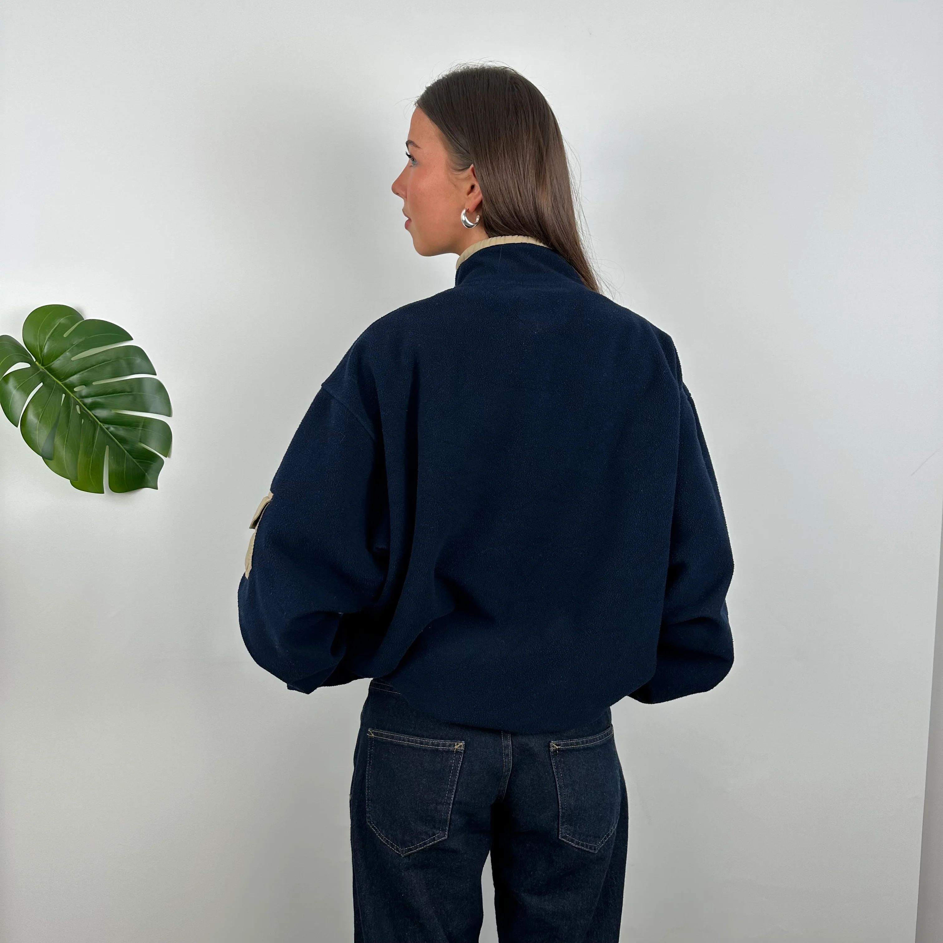 Tommy Hilfiger RARE Navy Embroidered Spell Out Teddy Bear Fleece Quarter Zip Sweatshirt (L) - Image 8