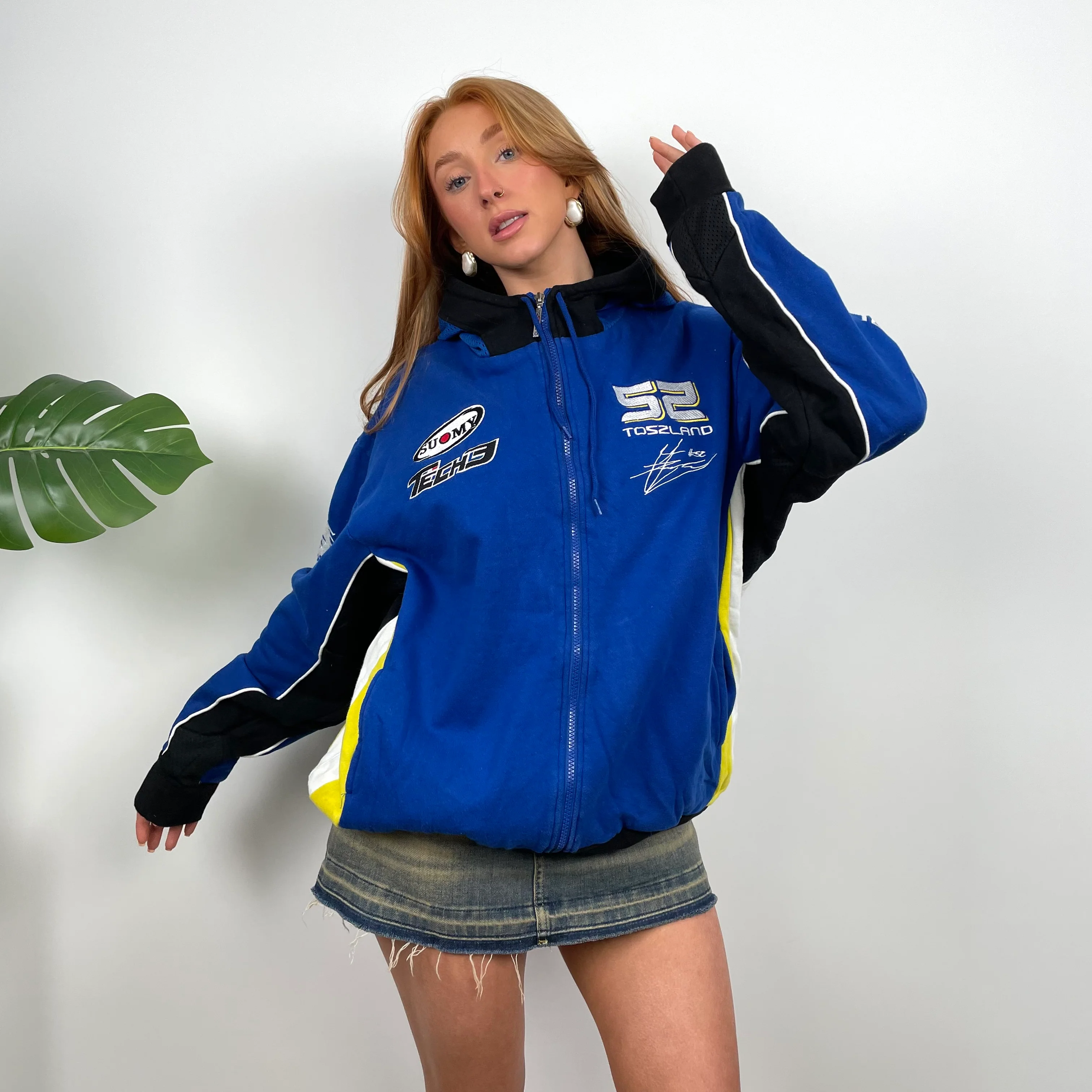 Toszland Racing RARE Blue & Black Embroidered Spell Out Zip Up Jacket (L) - Image 2