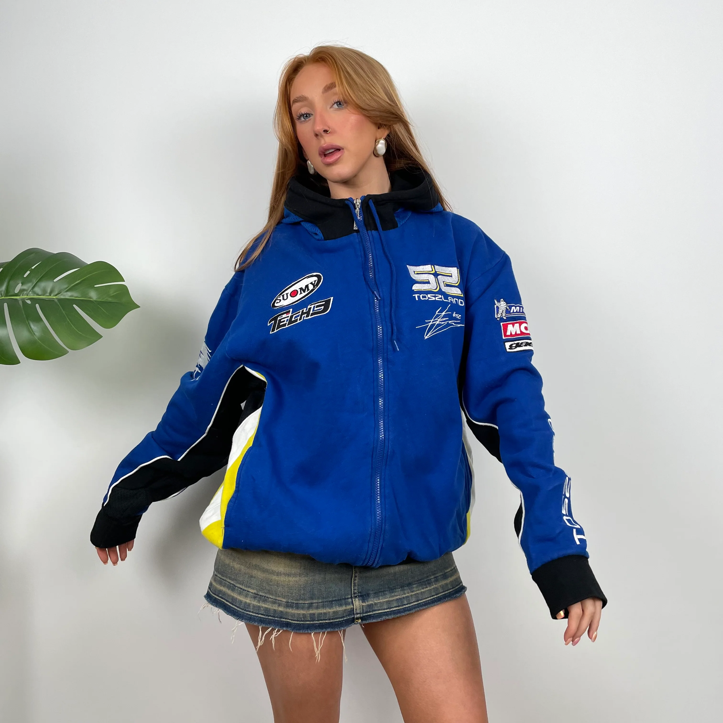 Toszland Racing RARE Blue & Black Embroidered Spell Out Zip Up Jacket (L) - Image 3