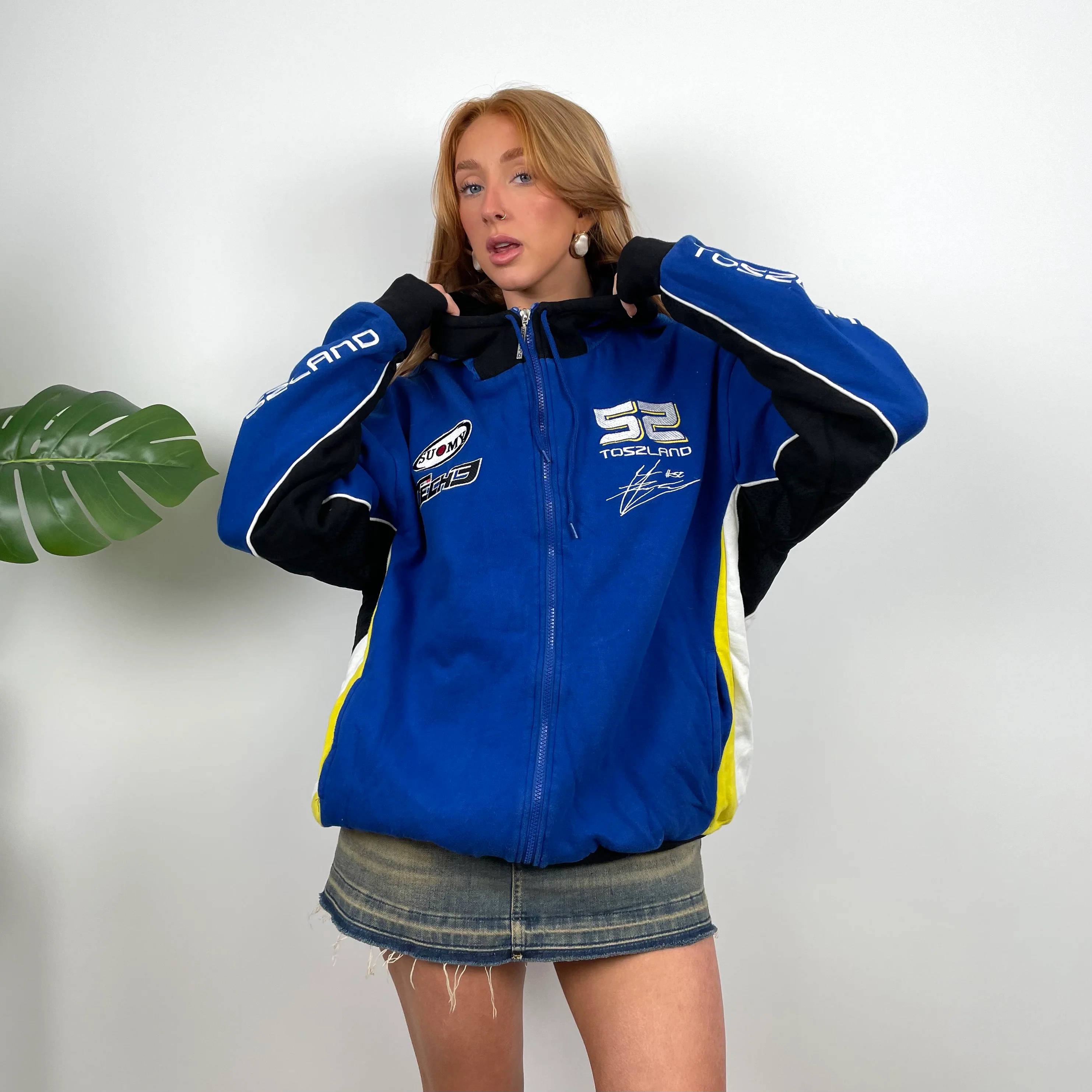 Toszland Racing RARE Blue & Black Embroidered Spell Out Zip Up Jacket (L) - Image 7