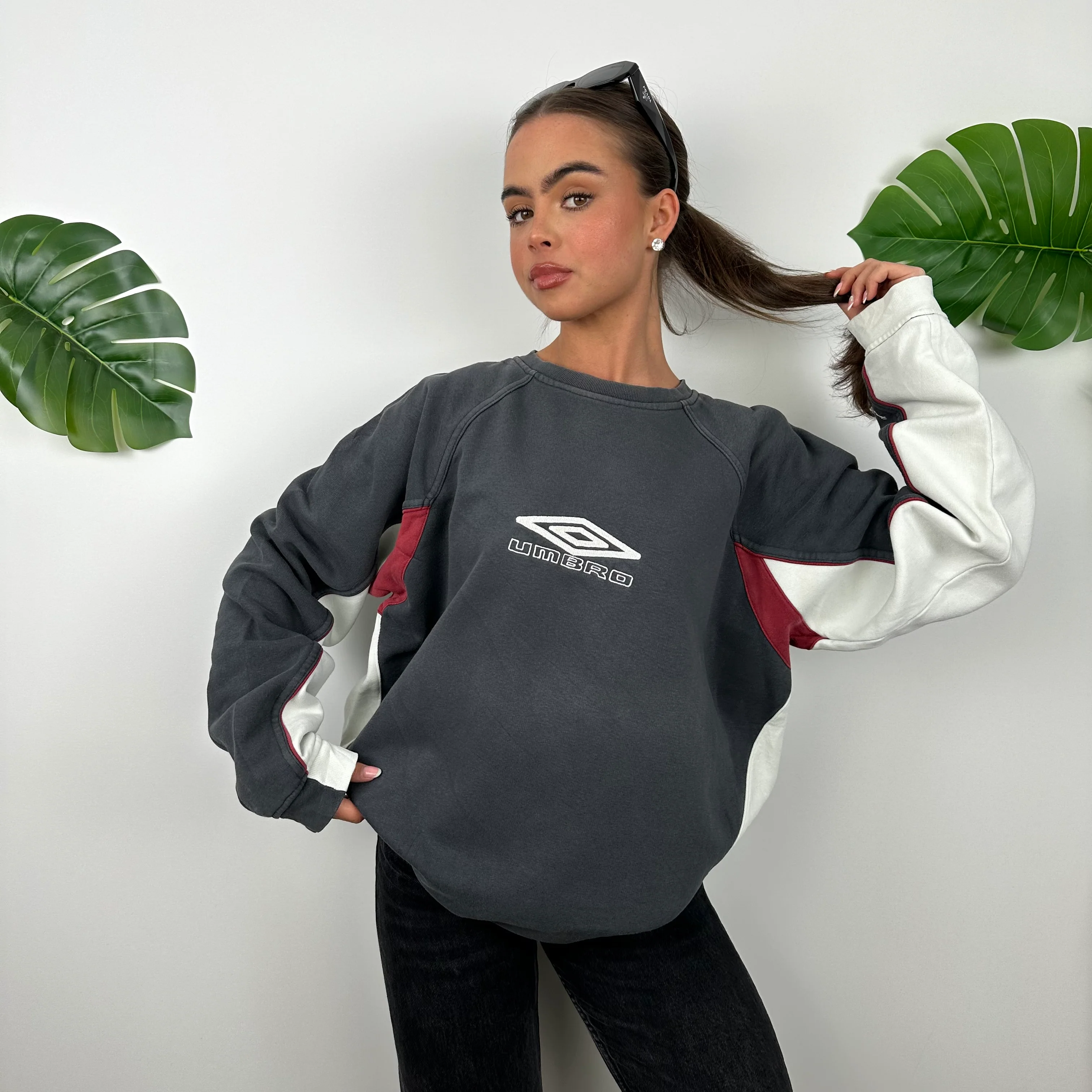 Umbro Grey Embroidered Spell Out Sweatshirt (XL) - Image 6