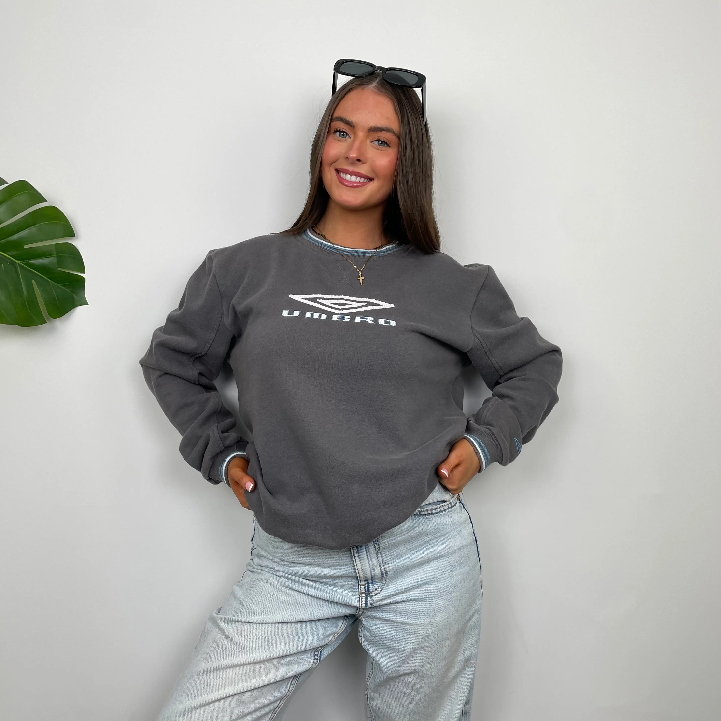 Umbro Grey Embroidered Spell Out Sweatshirt (S) - Image 3