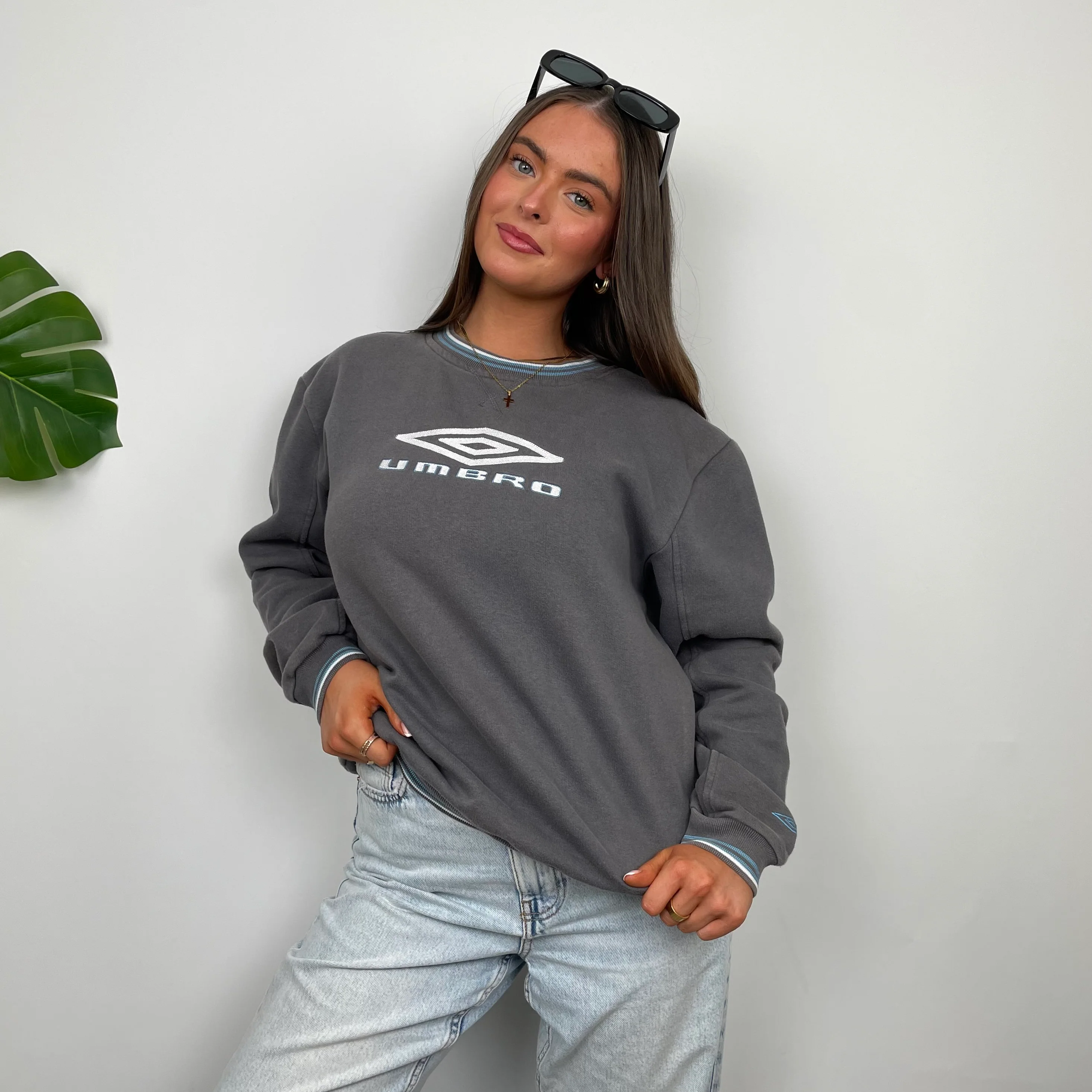 Umbro Grey Embroidered Spell Out Sweatshirt (S) - Image 4