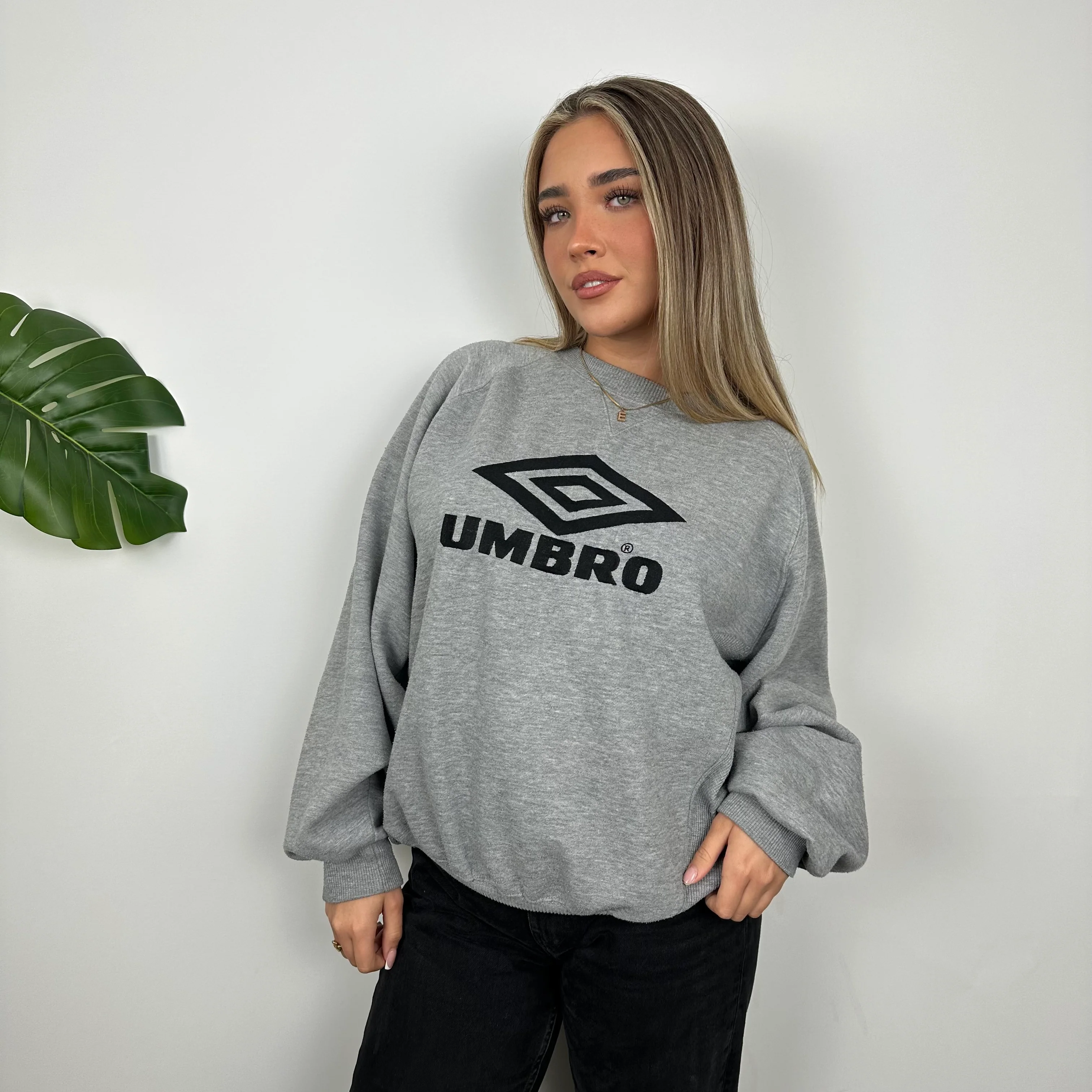 Umbro Grey Embroidered Spell Out Sweatshirt (M) - Image 3