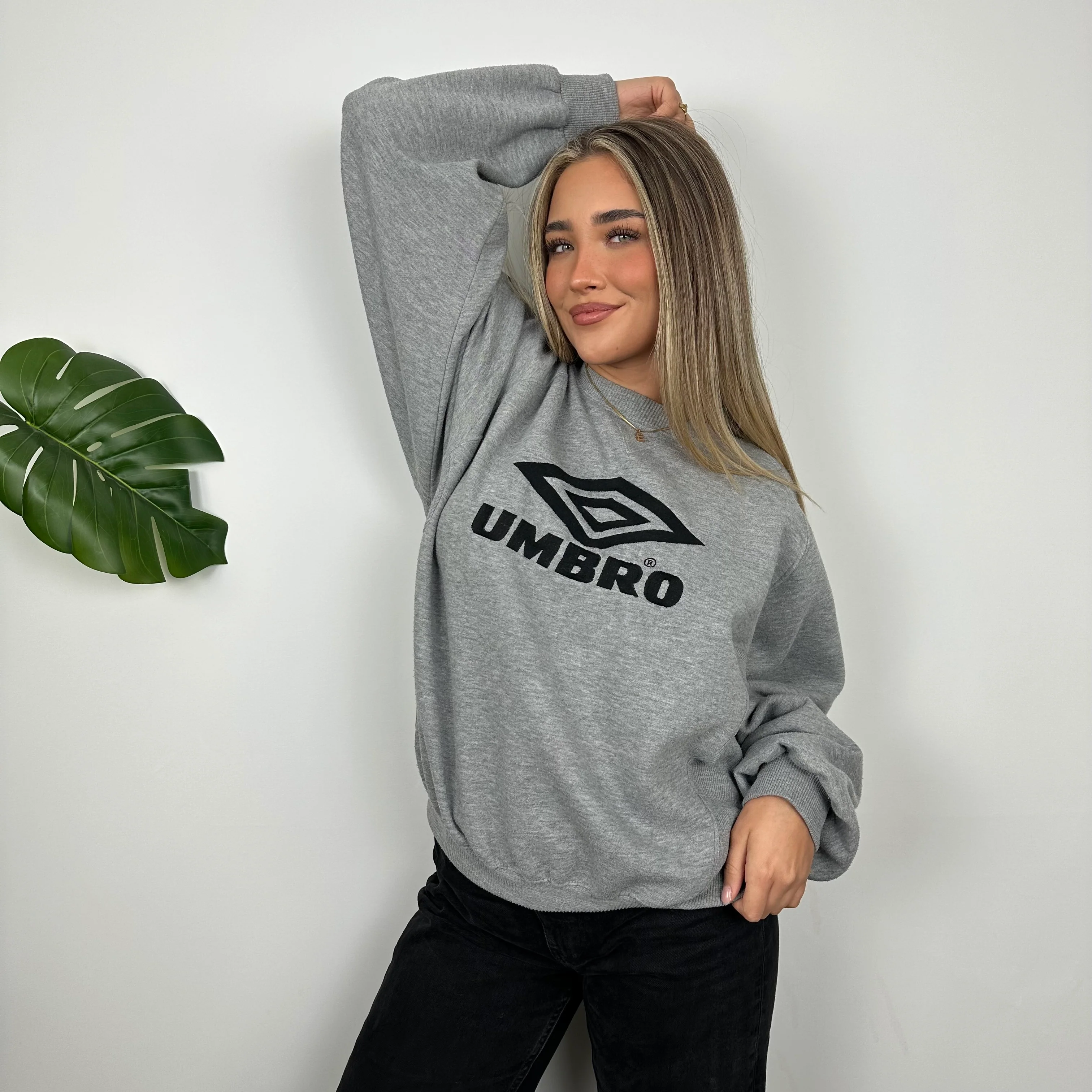 Umbro Grey Embroidered Spell Out Sweatshirt (M) - Image 7