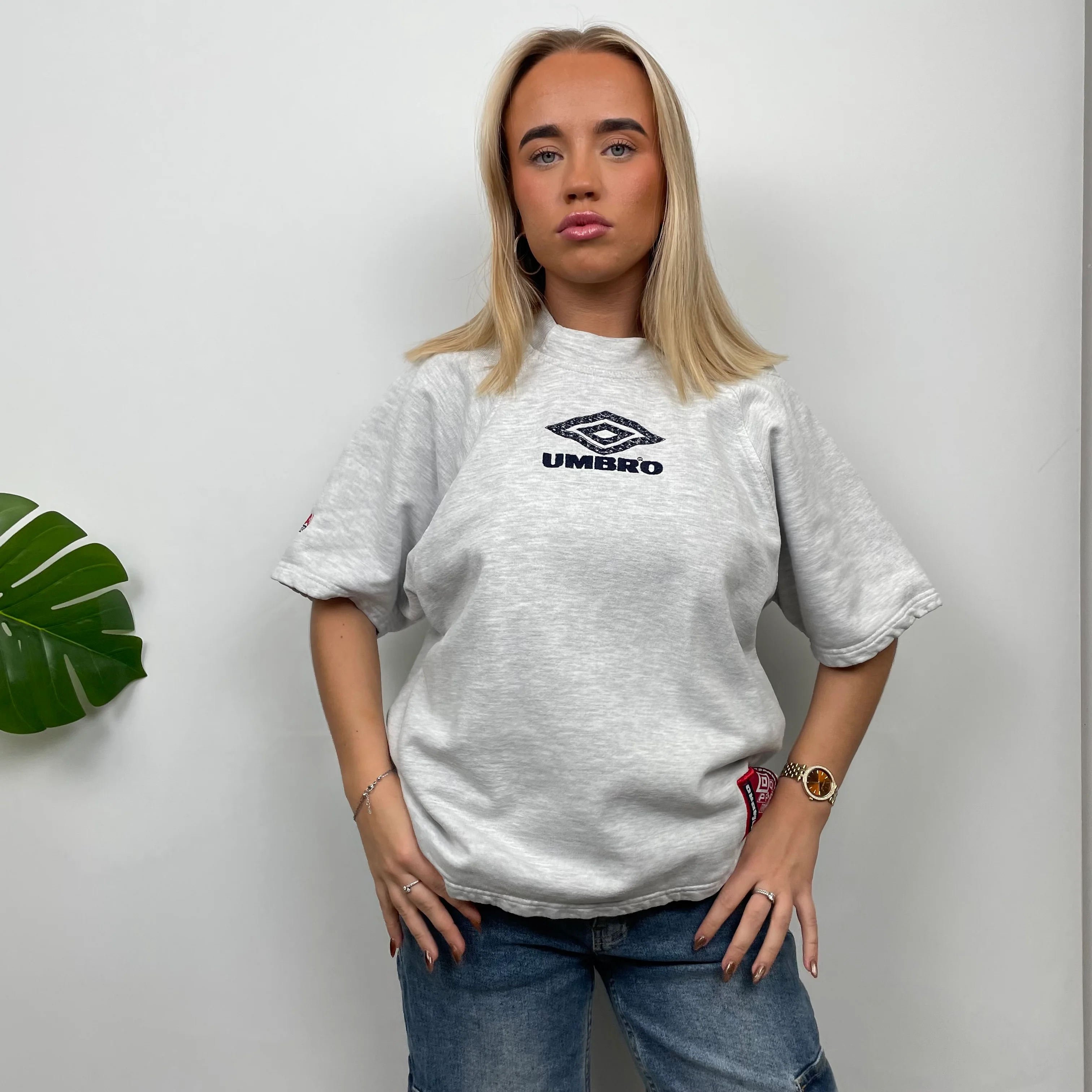 Umbro Grey Embroidered Spell Out T Shirt (L) - Image 4
