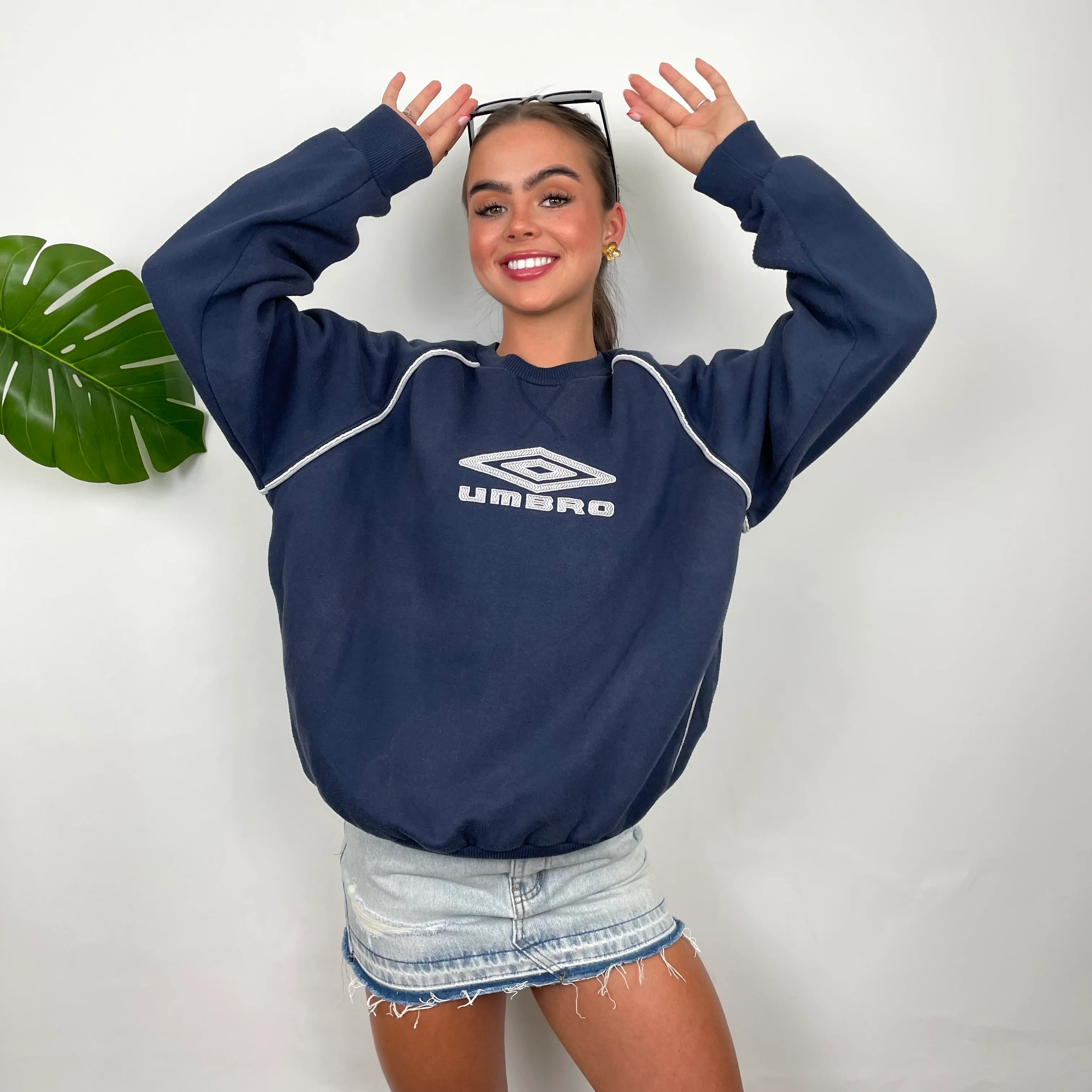 Umbro Navy Embroidered Spell Out Sweatshirt (L) - Image 2
