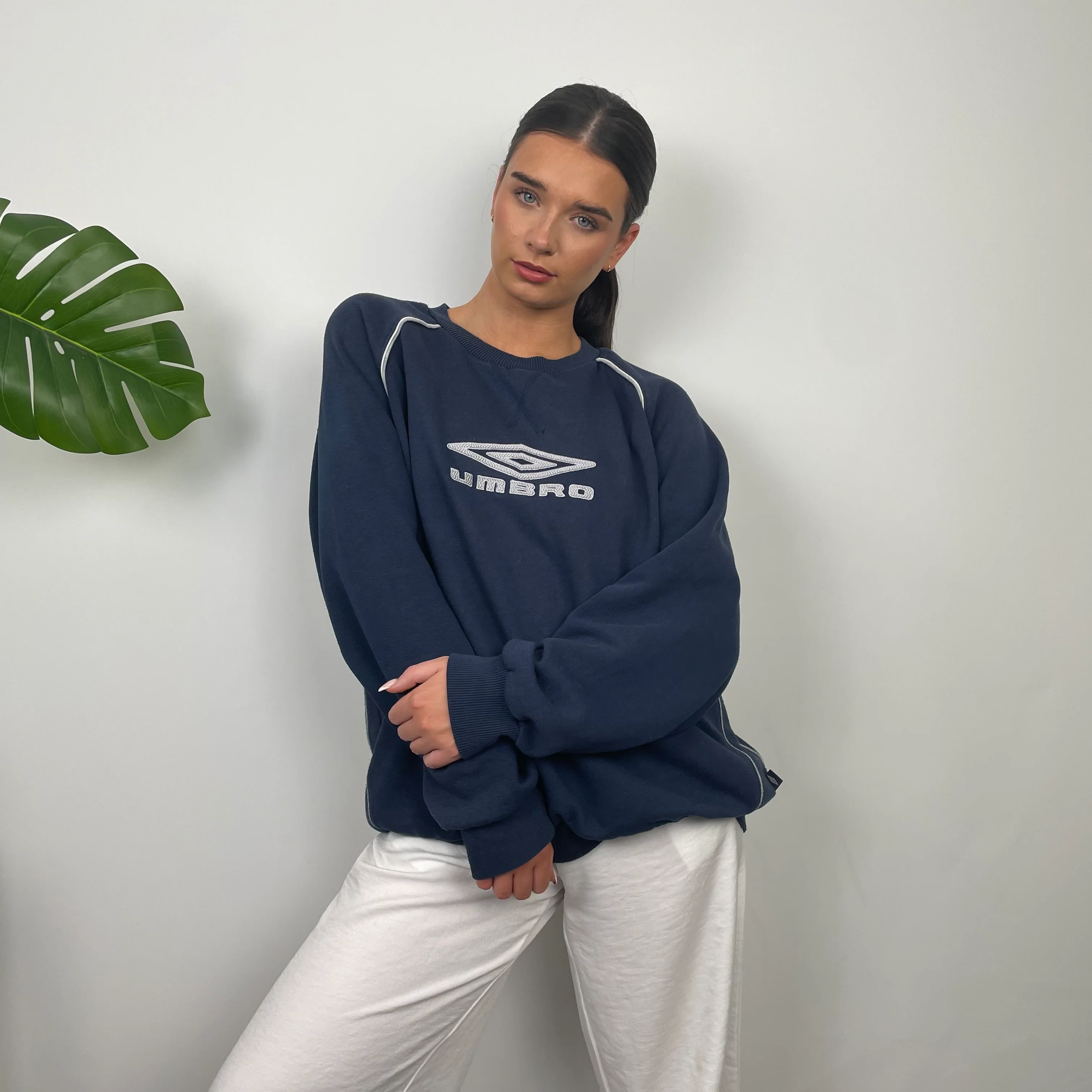 Umbro Navy Embroidered Spell Out Sweatshirt (XL) - Image 4