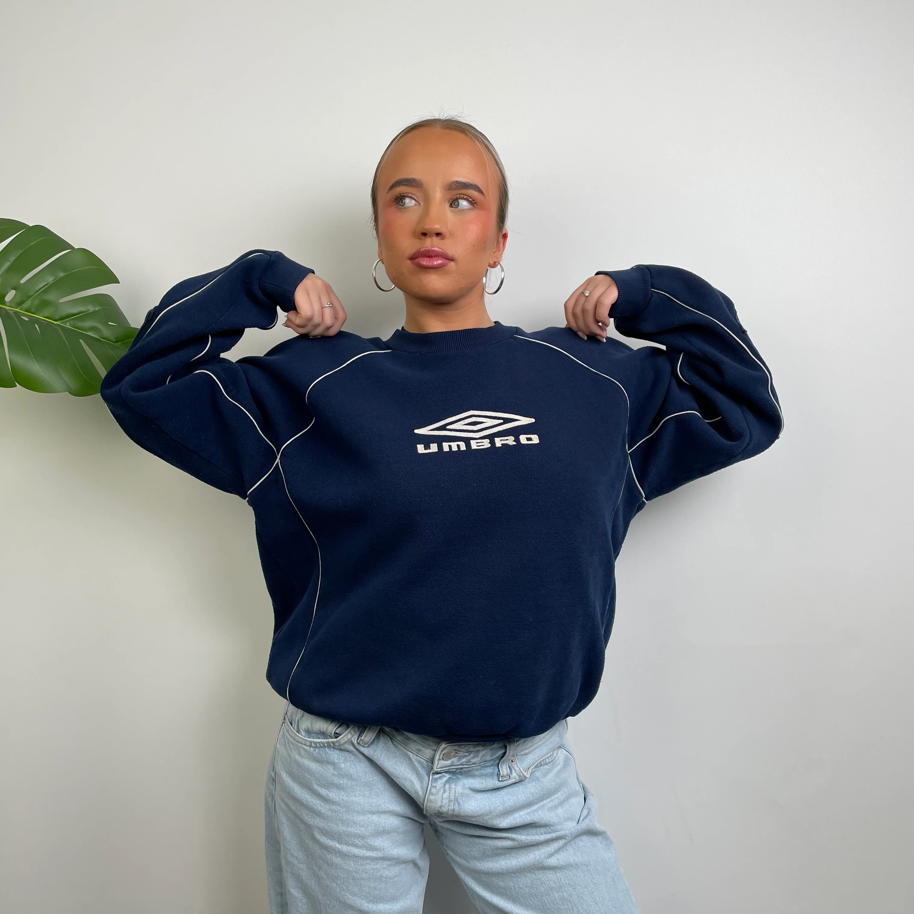 Umbro Navy Embroidered Spell Out Sweatshirt (S) - Image 2