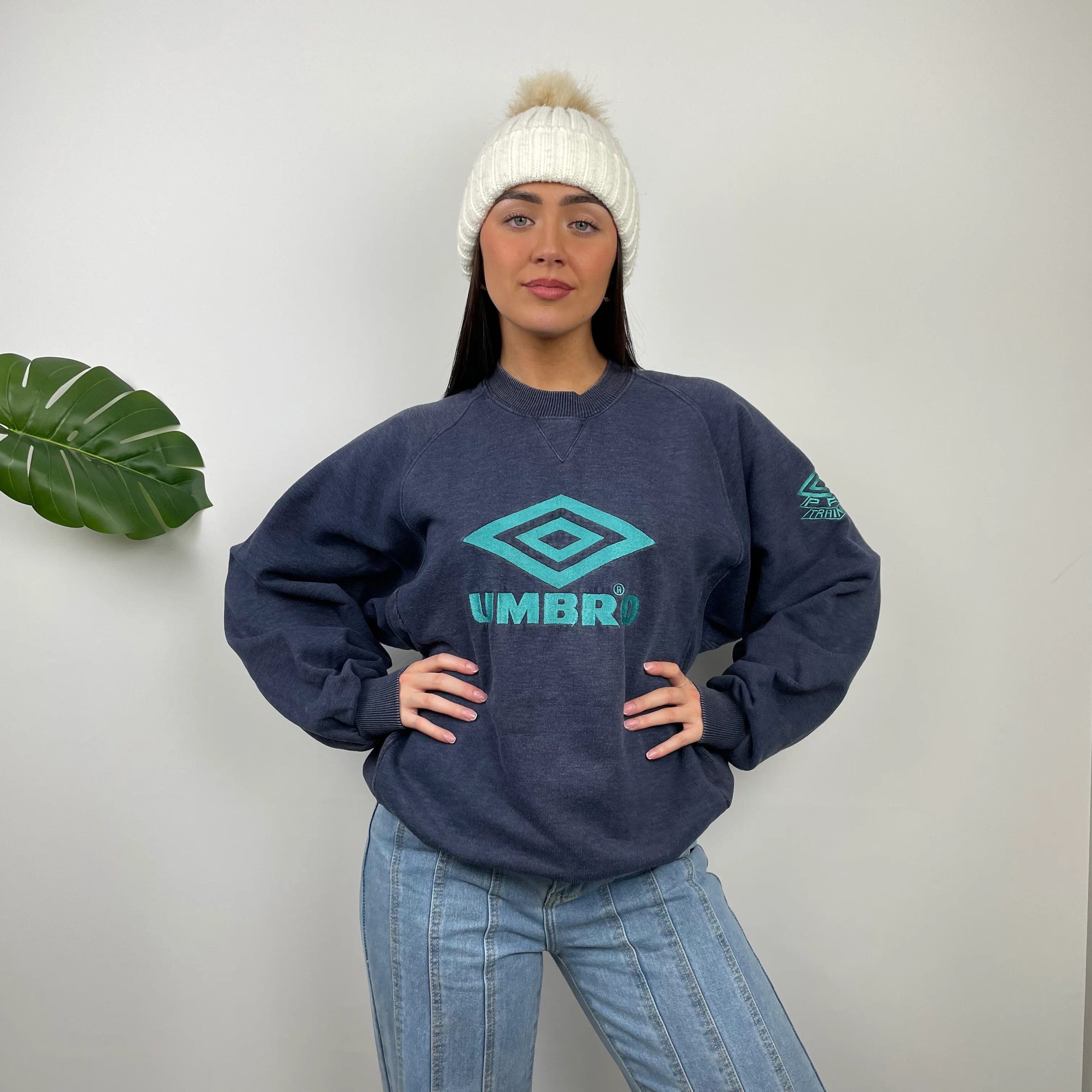Umbro Navy Embroidered Spell Out Sweatshirt (L) - Image 2