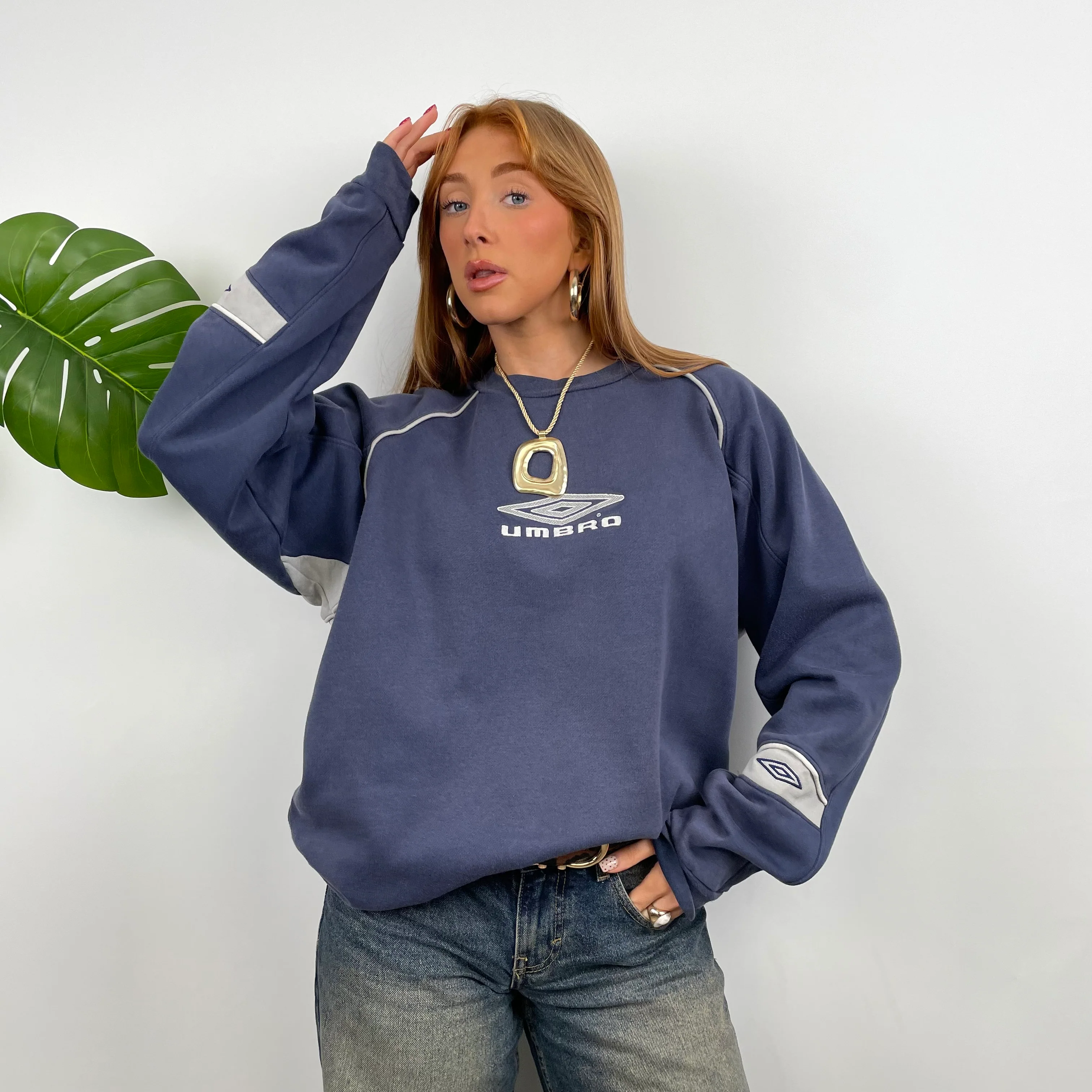 Umbro Navy Embroidered Spell Out Sweatshirt (M)