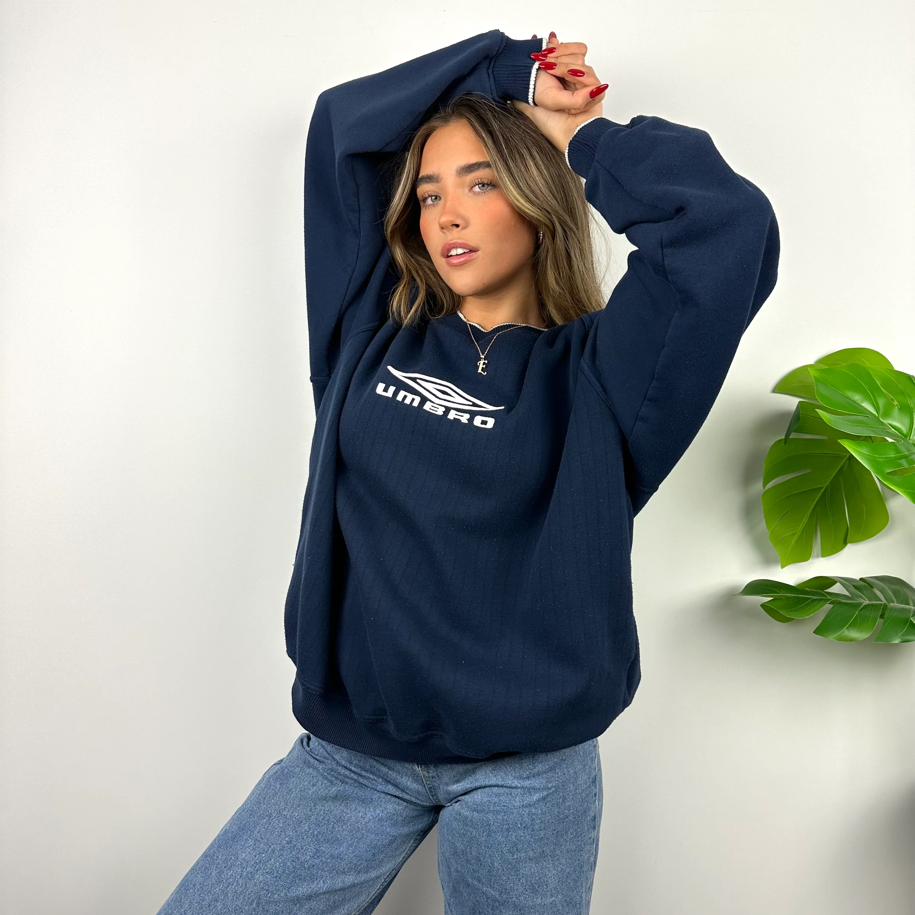 Umbro Navy Embroidered Spell Out Sweatshirt (XL) - Image 5