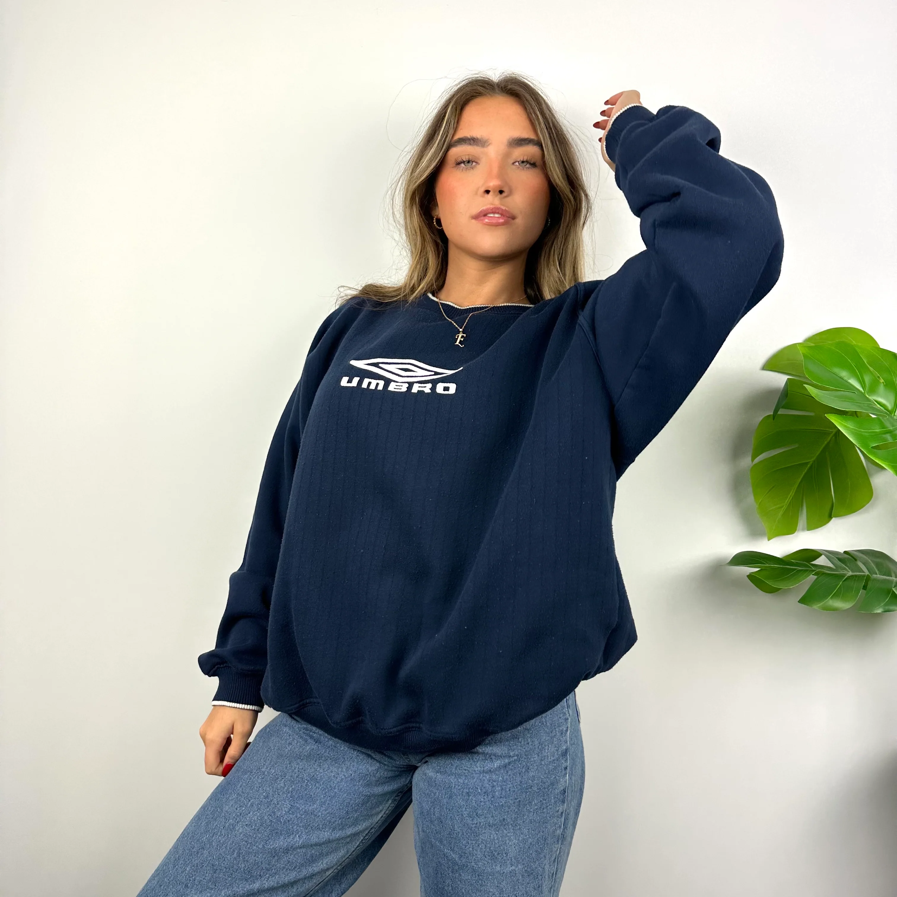 Umbro Navy Embroidered Spell Out Sweatshirt (XL) - Image 6