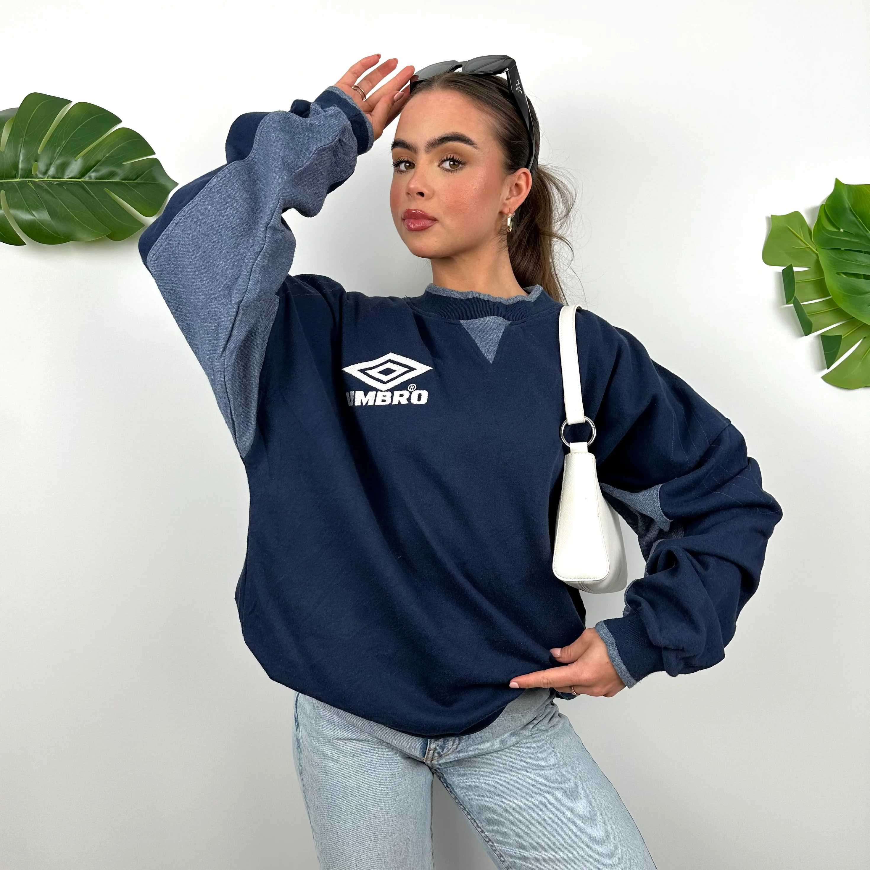 Umbro Navy Embroidered Spell Out Sweatshirt (XL) - Image 2
