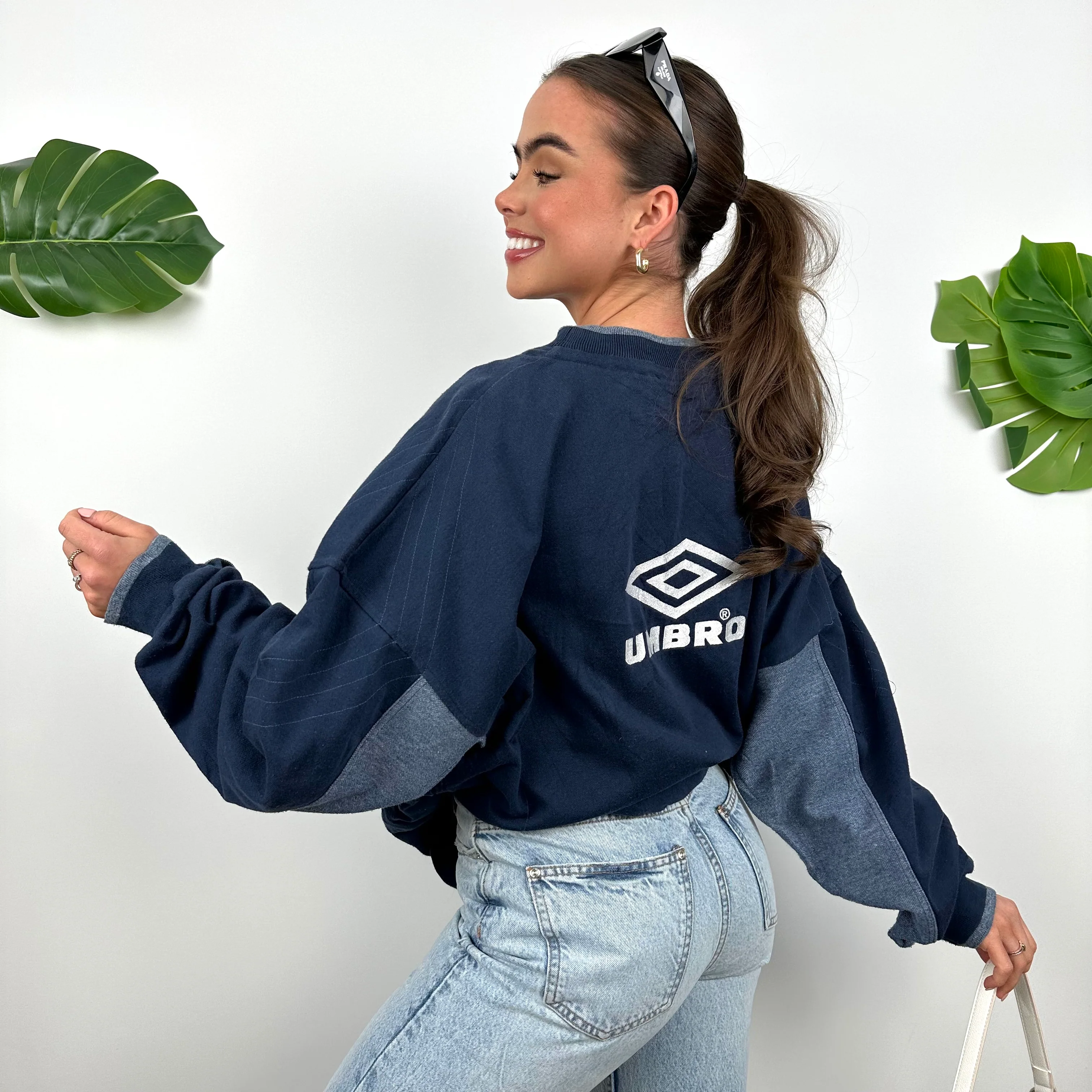 Umbro Navy Embroidered Spell Out Sweatshirt (XL) - Image 3