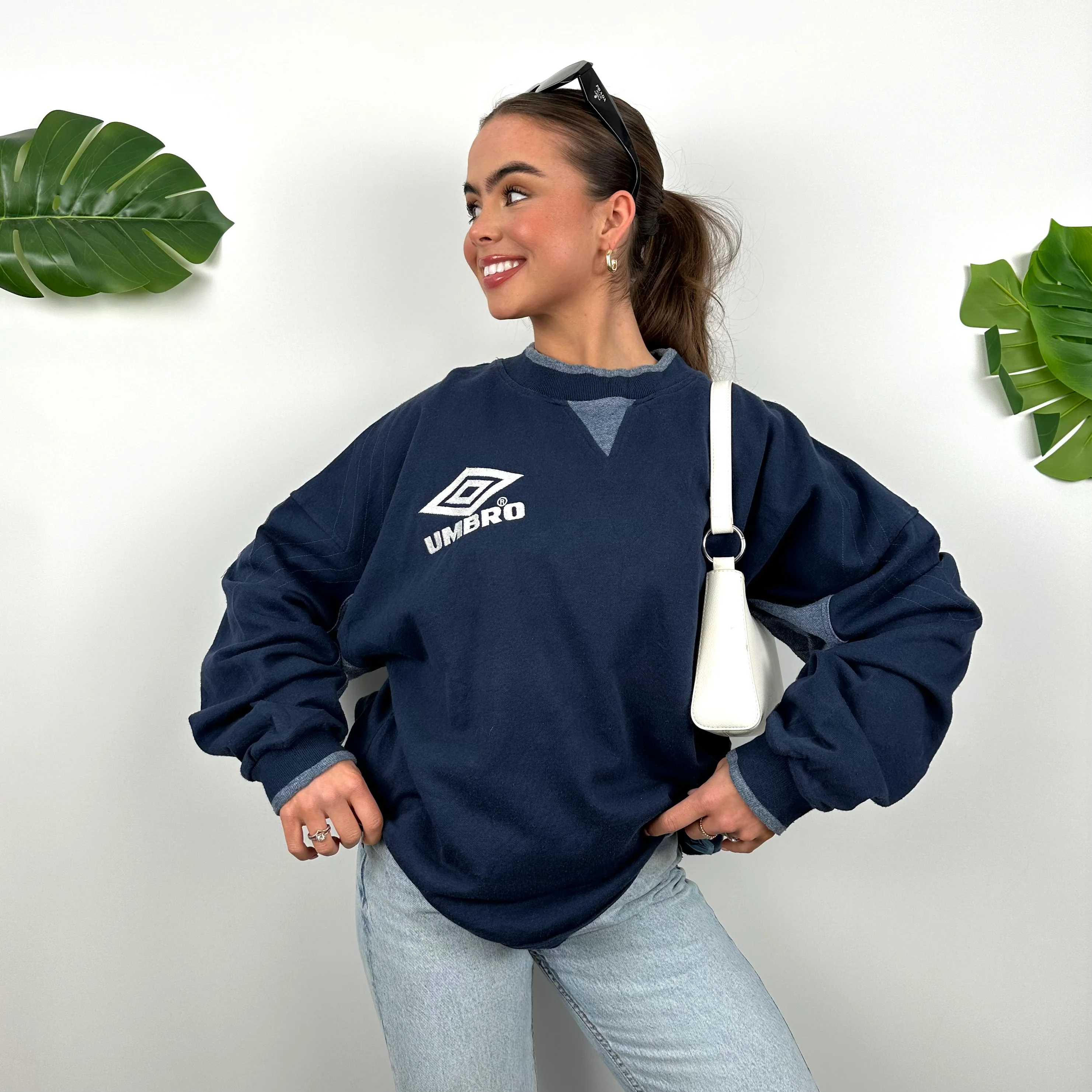 Umbro Navy Embroidered Spell Out Sweatshirt (XL) - Image 4