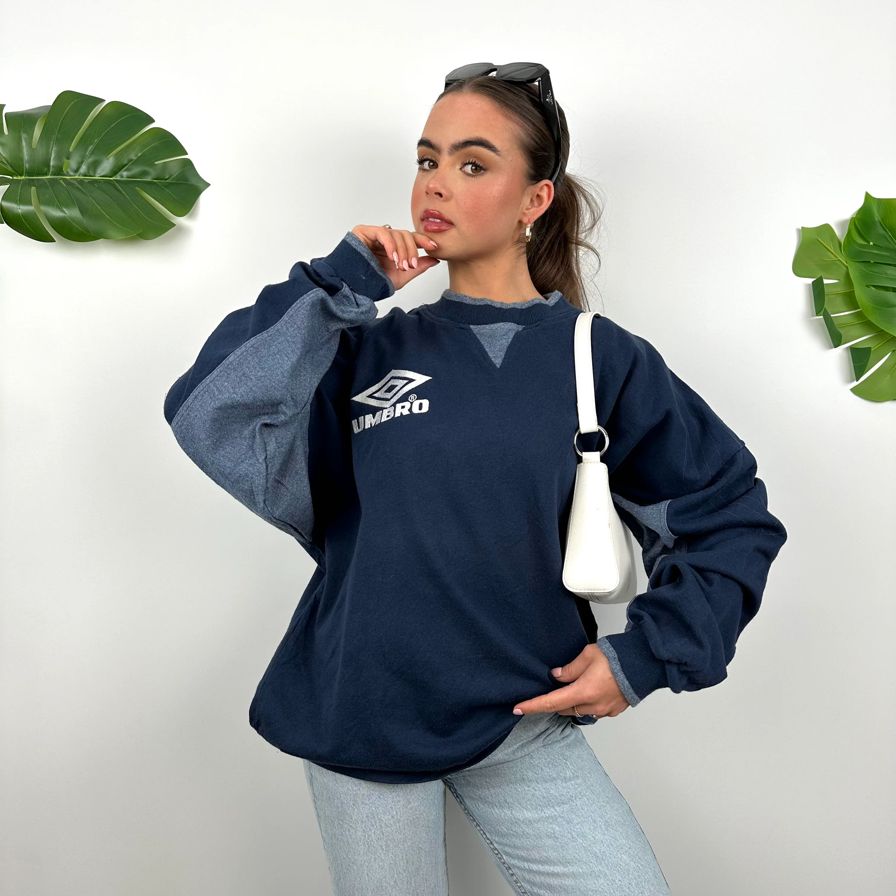 Umbro Navy Embroidered Spell Out Sweatshirt (XL) - Image 5