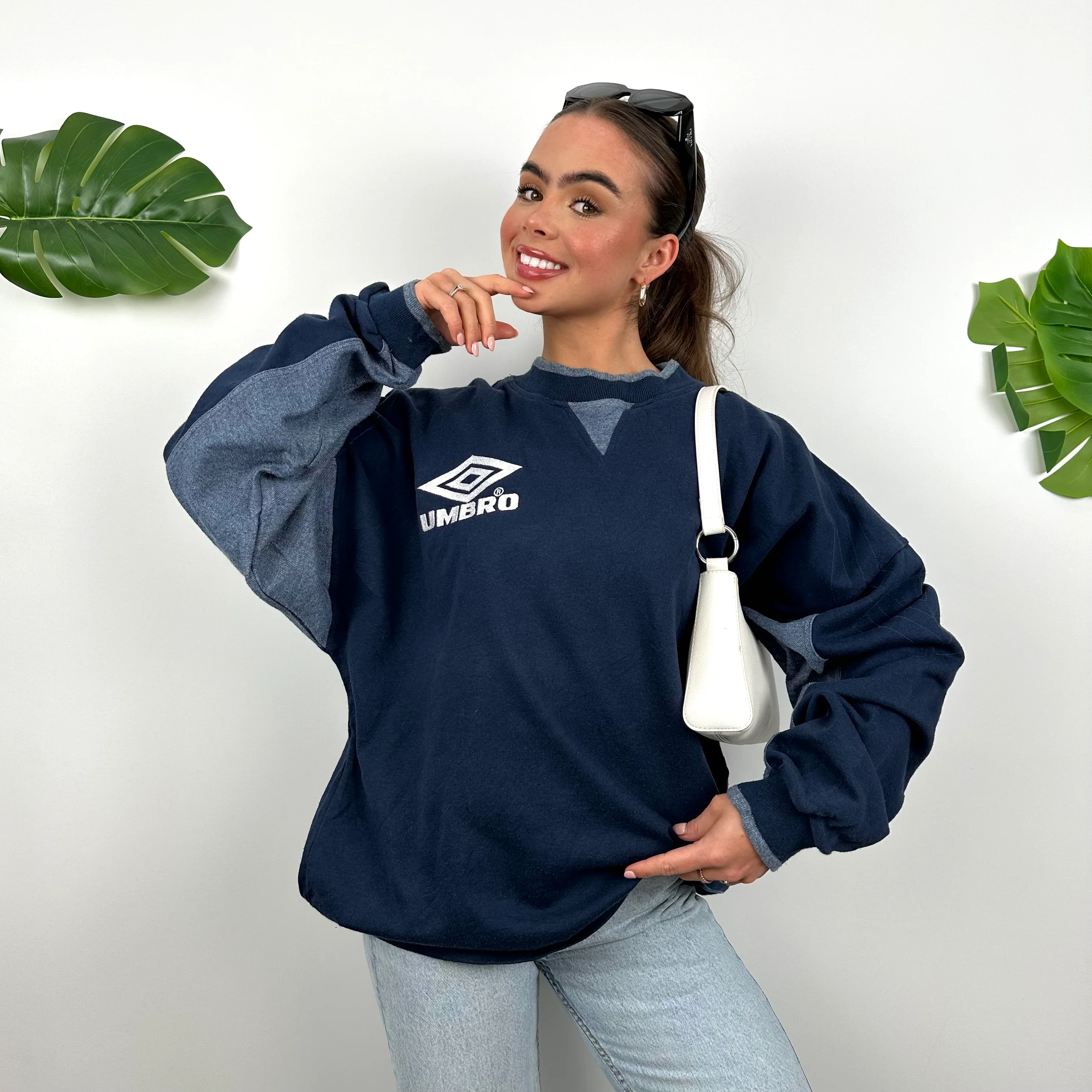 Umbro Navy Embroidered Spell Out Sweatshirt (XL) - Image 6