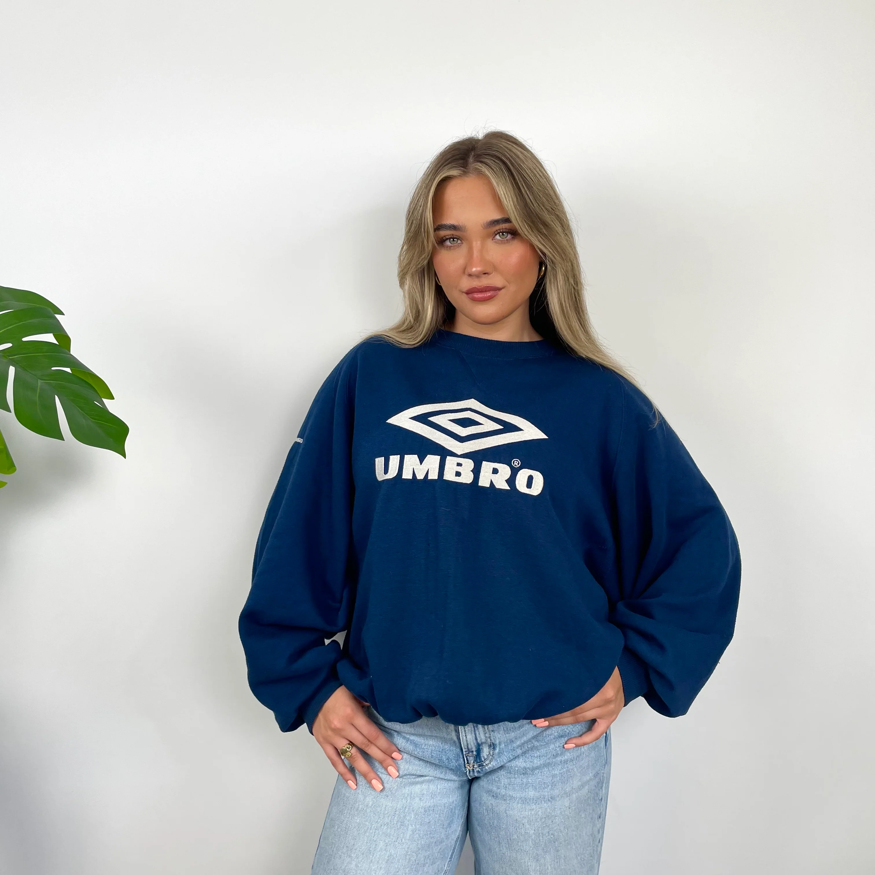 Umbro Navy Embroidered Spell Out Sweatshirt (M)