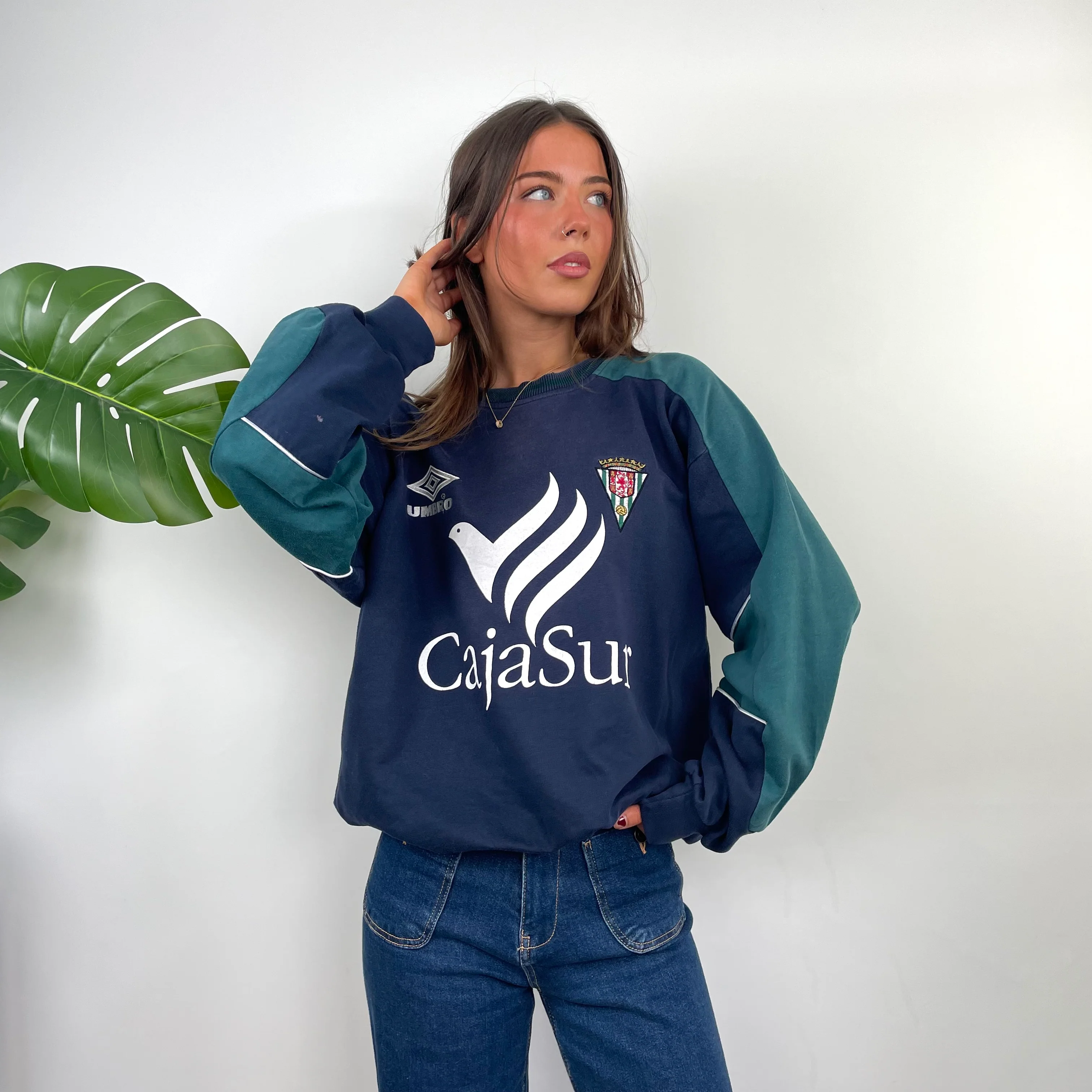 Umbro Navy Embroidered Spell Out Sweatshirt (S) - Image 3