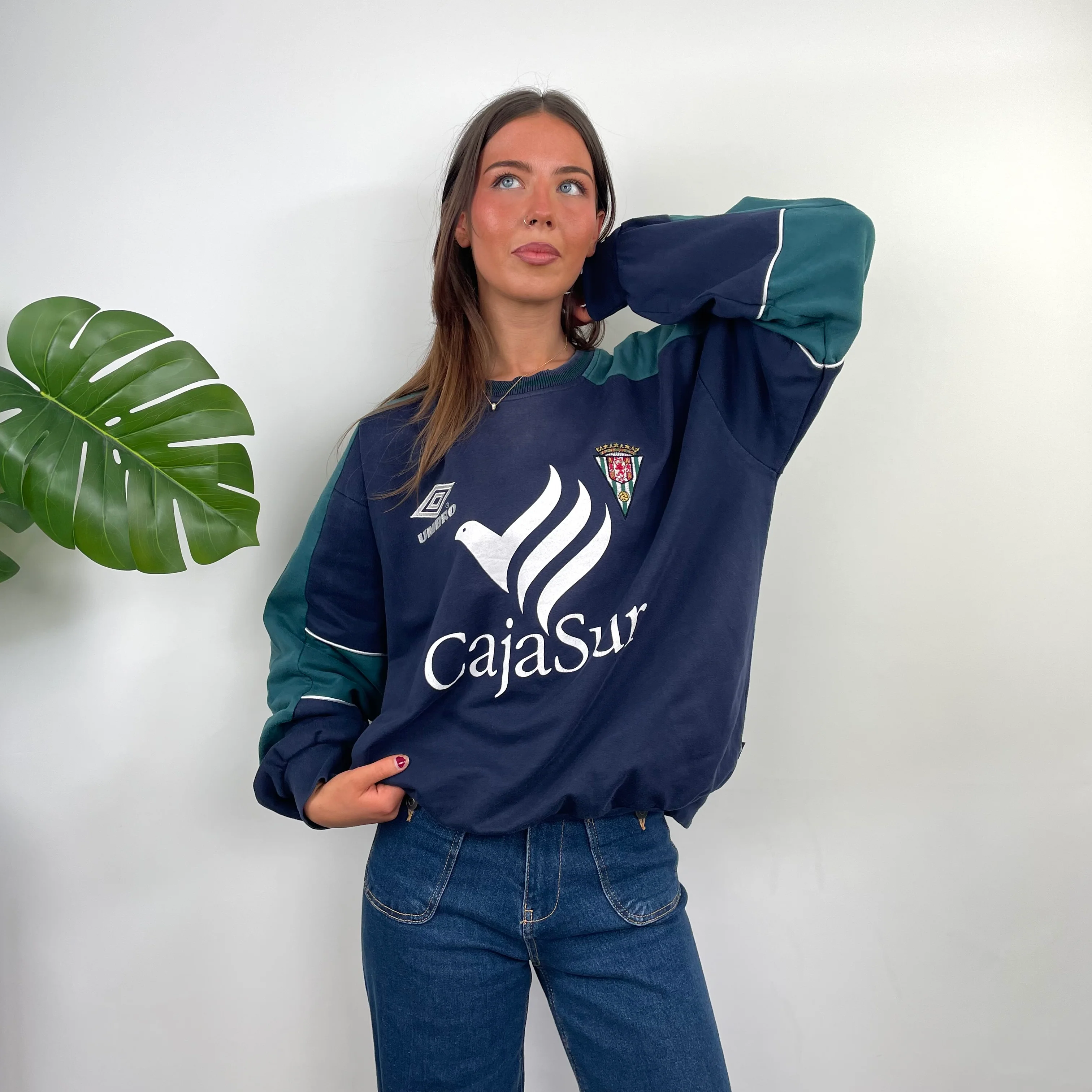 Umbro Navy Embroidered Spell Out Sweatshirt (S) - Image 4
