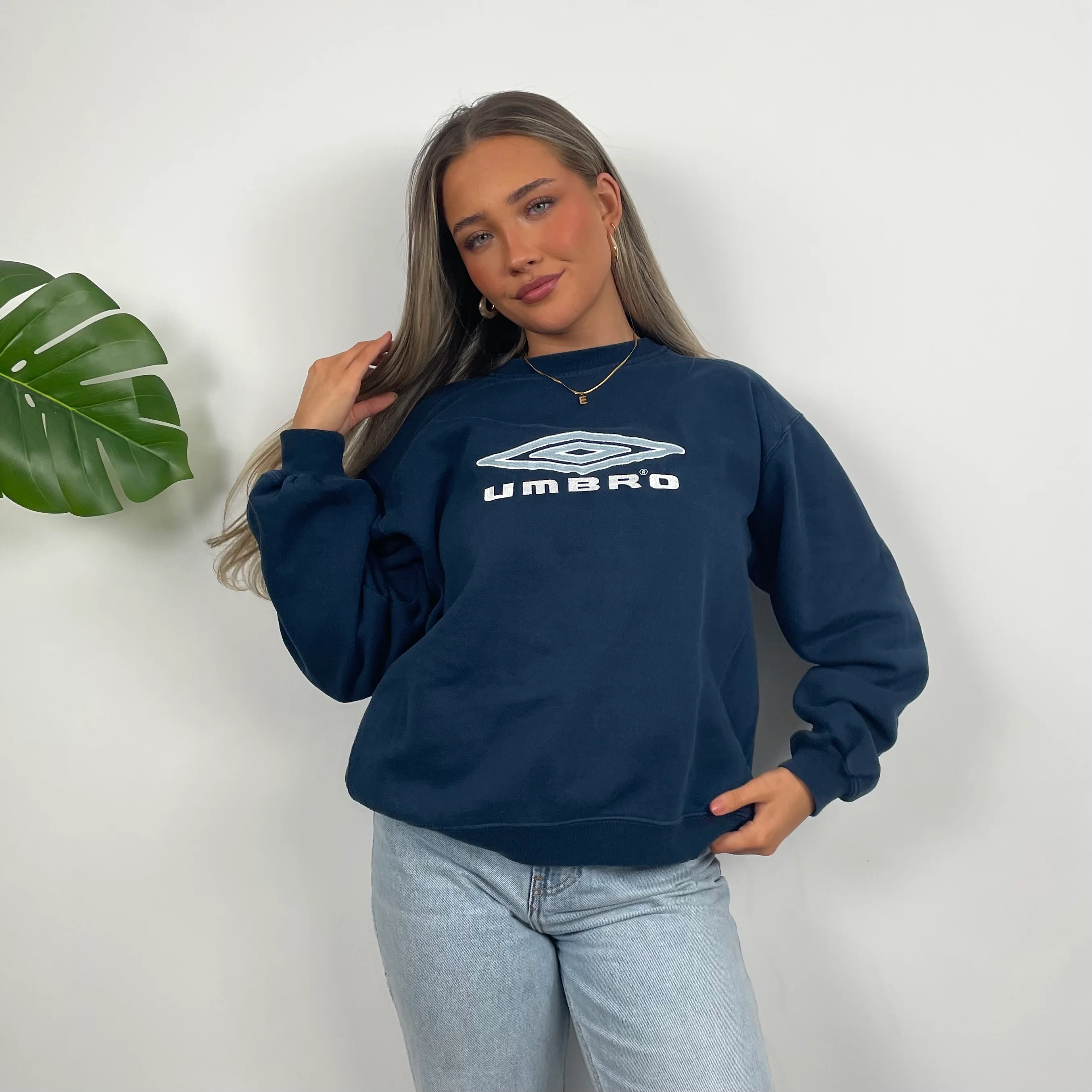 Umbro Navy Embroidered Spell Out Sweatshirt (S) - Image 2