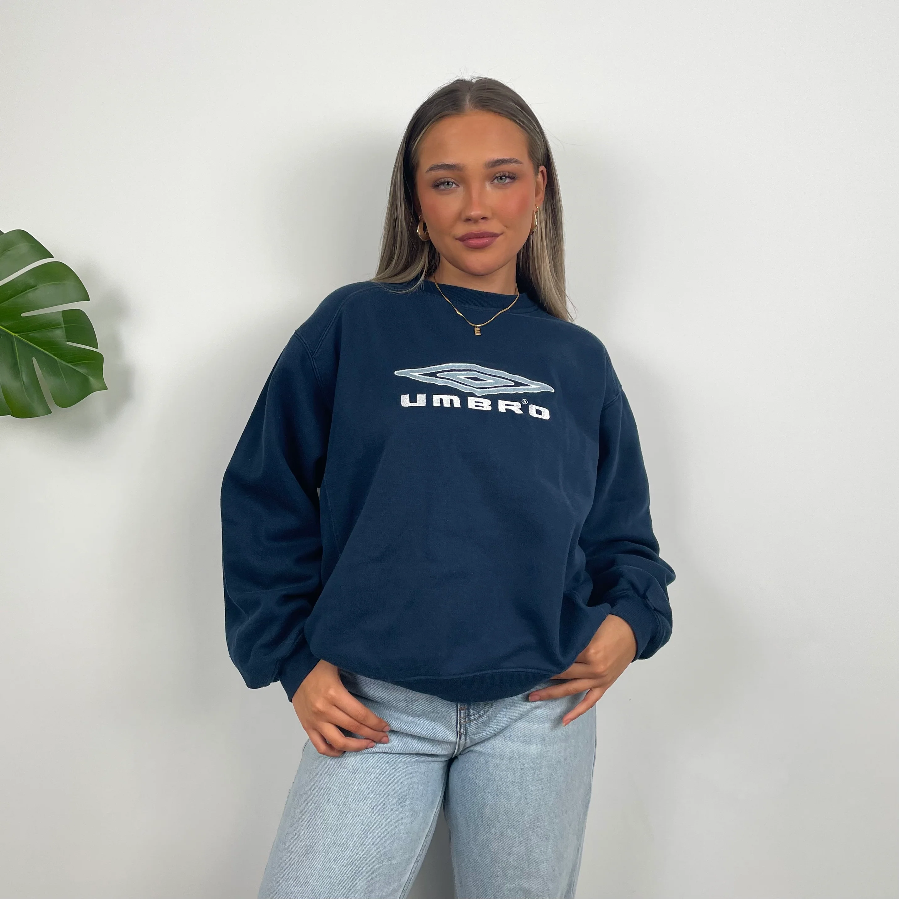 Umbro Navy Embroidered Spell Out Sweatshirt (S) - Image 3