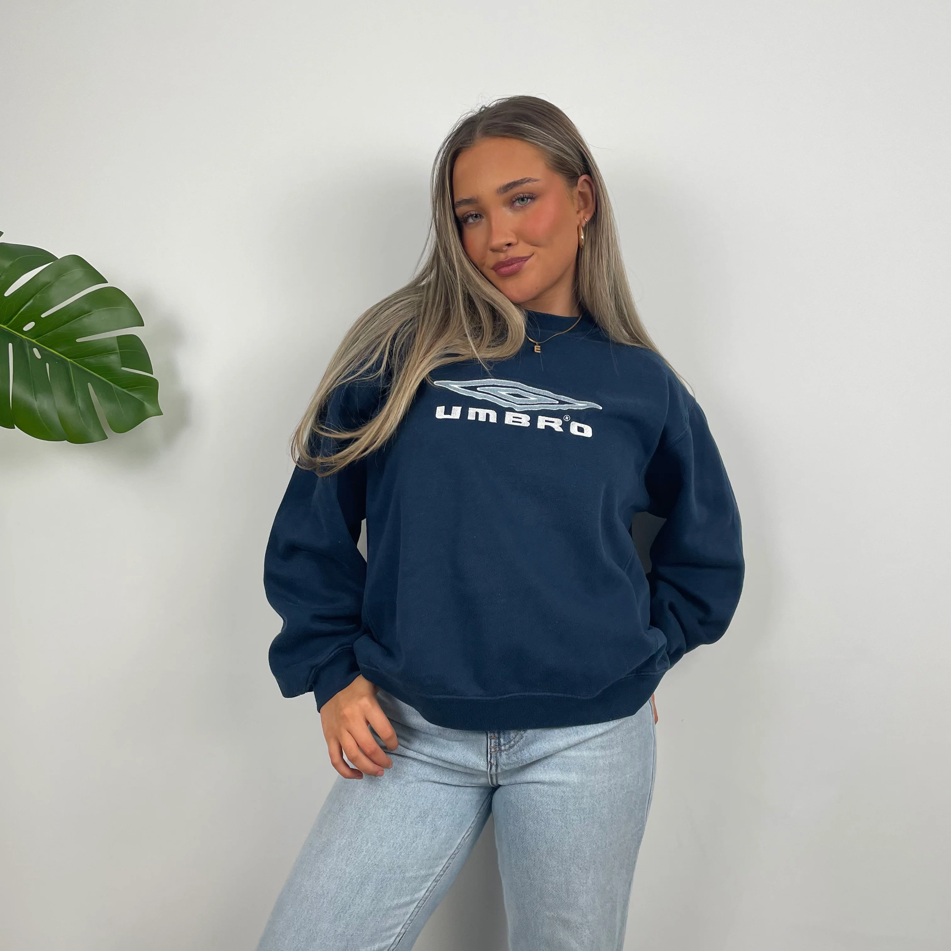 Umbro Navy Embroidered Spell Out Sweatshirt (S) - Image 4