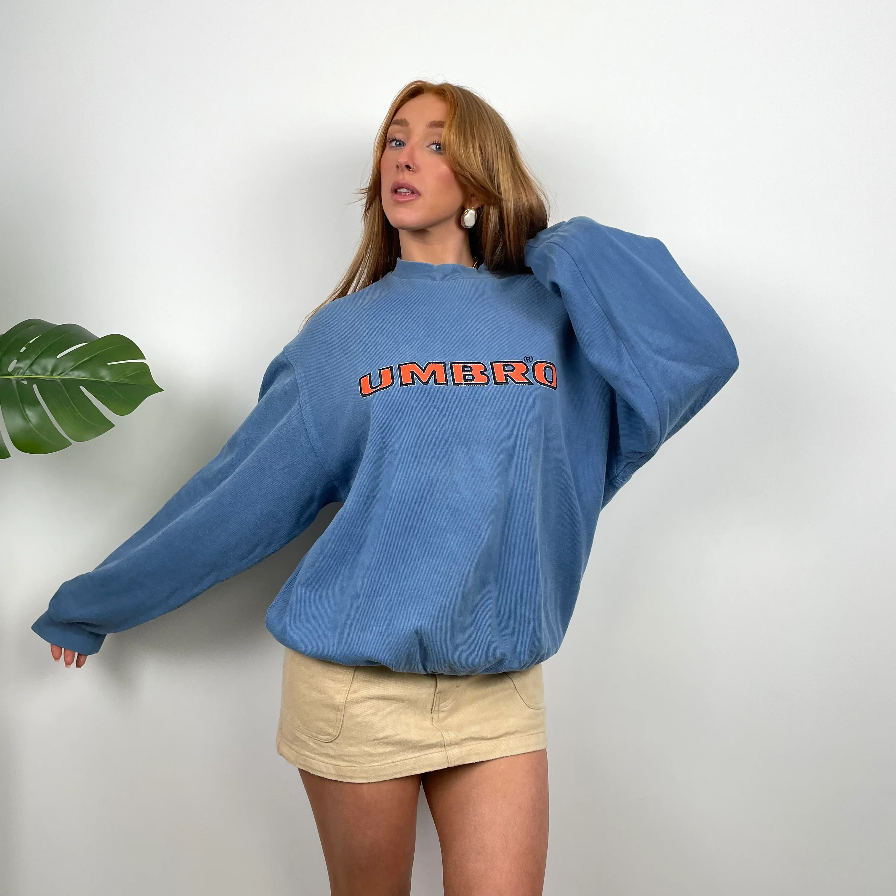 Umbro RARE Baby Blue Embroidered Spell Out Sweatshirt (XL) - Image 3