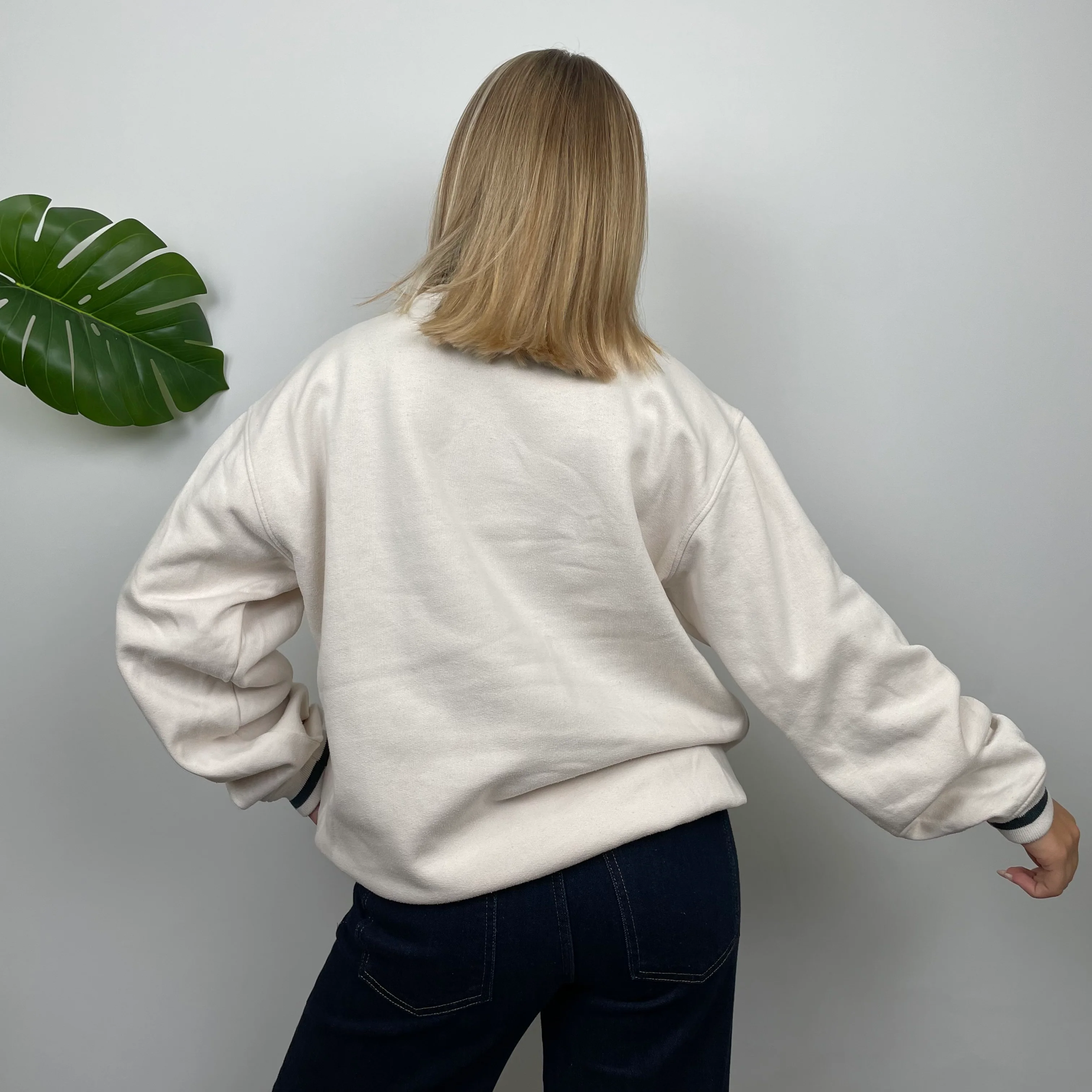 Umbro RARE Cream Embroidered Spell Out Sweatshirt (L) - Image 6