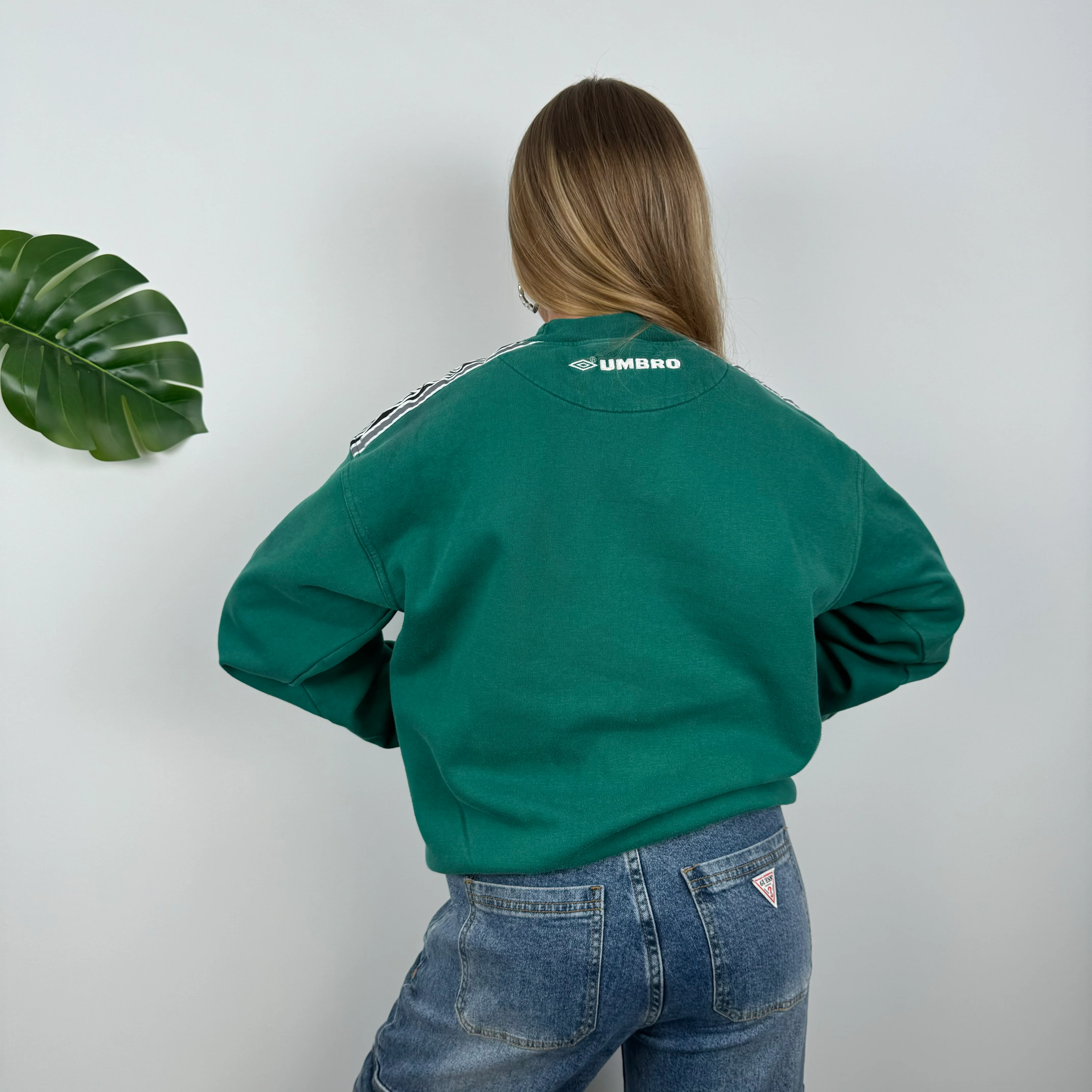 Umbro RARE Green Embroidered Spell Out Sweatshirt (S) - Image 7
