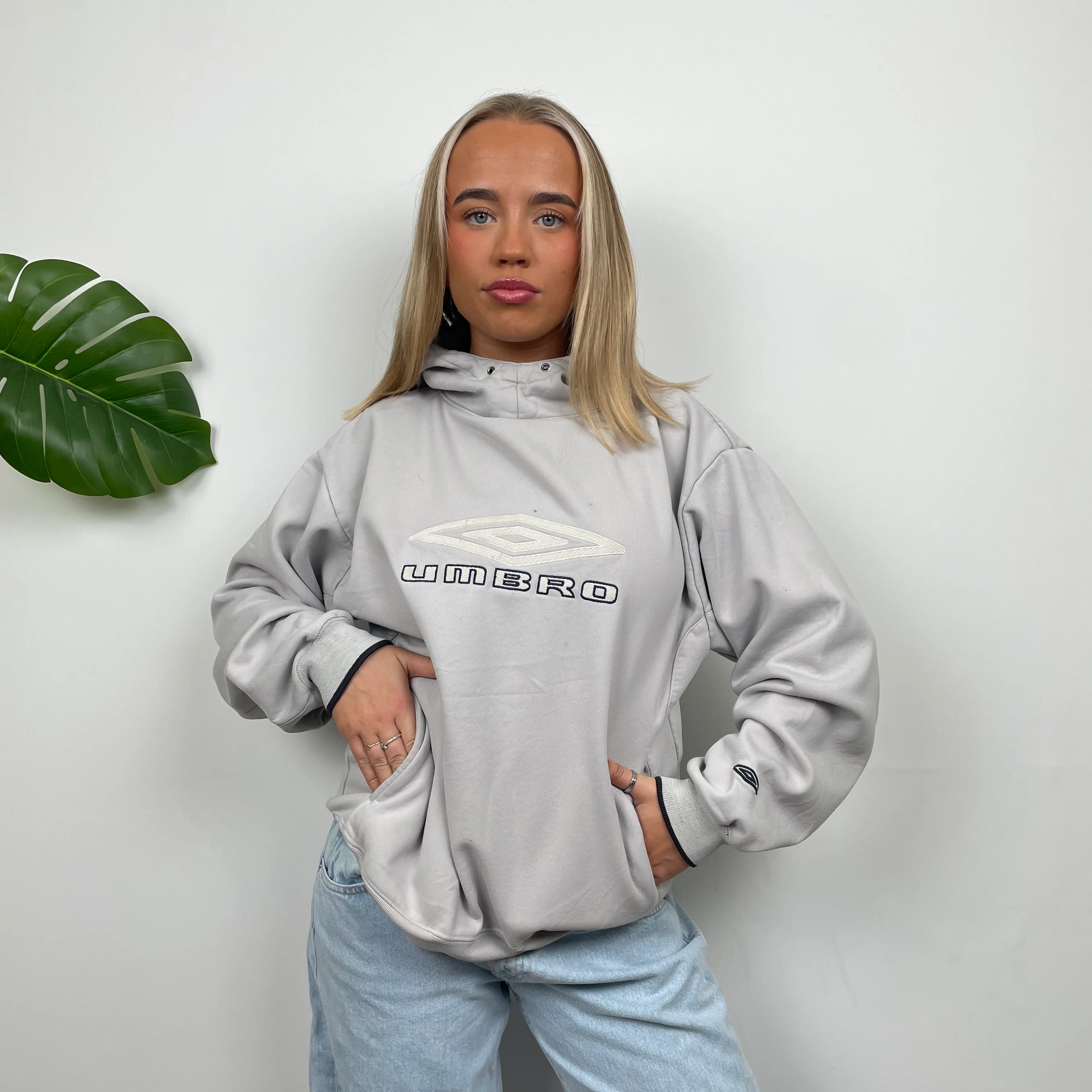 Umbro RARE Grey Embroidered Spell Out Hoodie (M) - Image 6