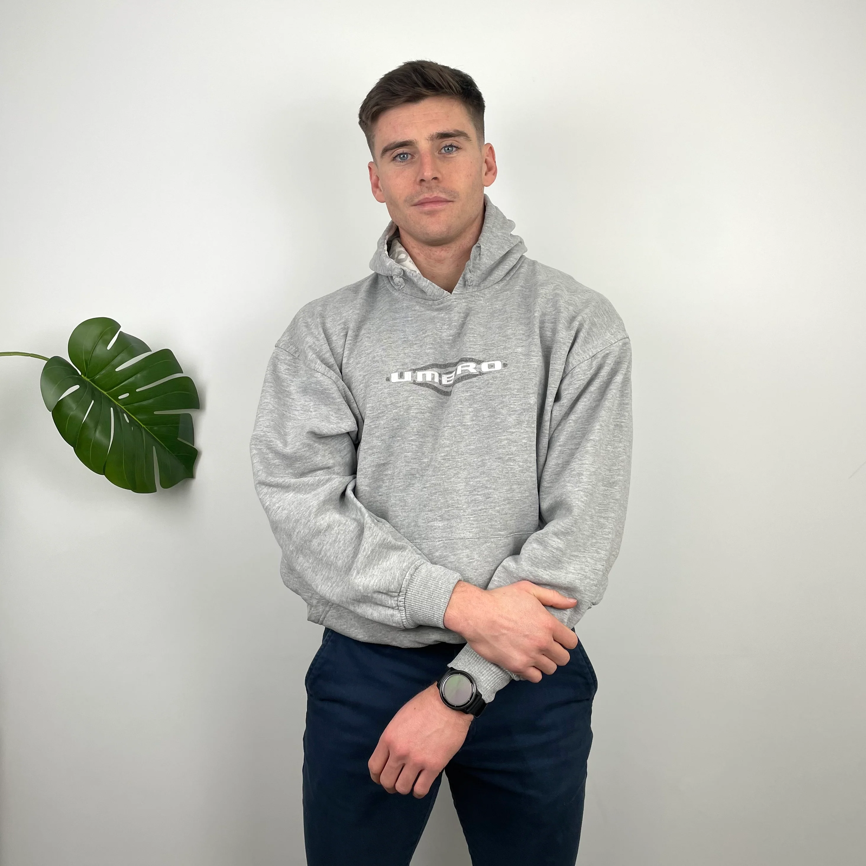 Umbro RARE Grey Embroidered Spell Out Hoodie (M) - Image 2