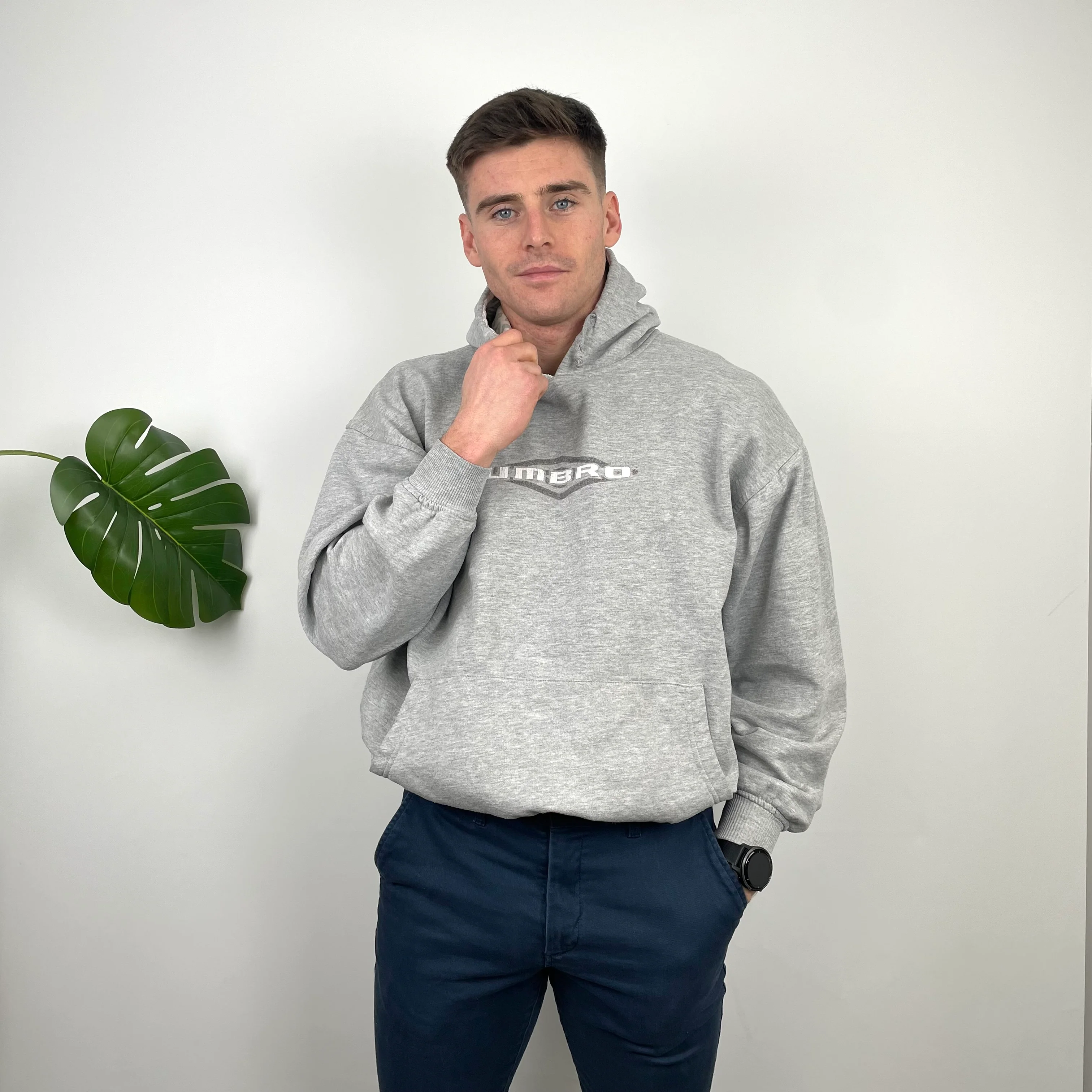 Umbro RARE Grey Embroidered Spell Out Hoodie (M) - Image 3