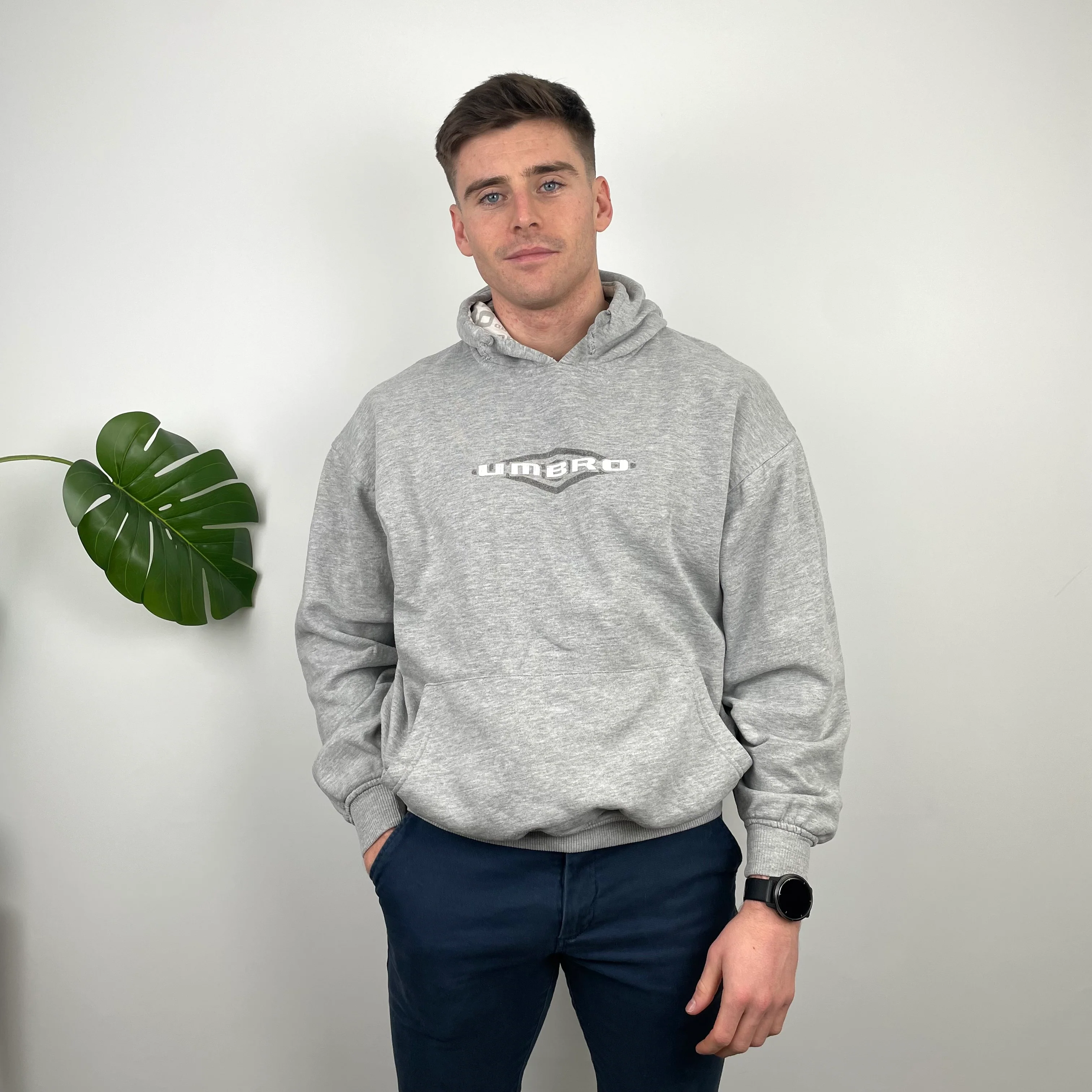Umbro RARE Grey Embroidered Spell Out Hoodie (M) - Image 4