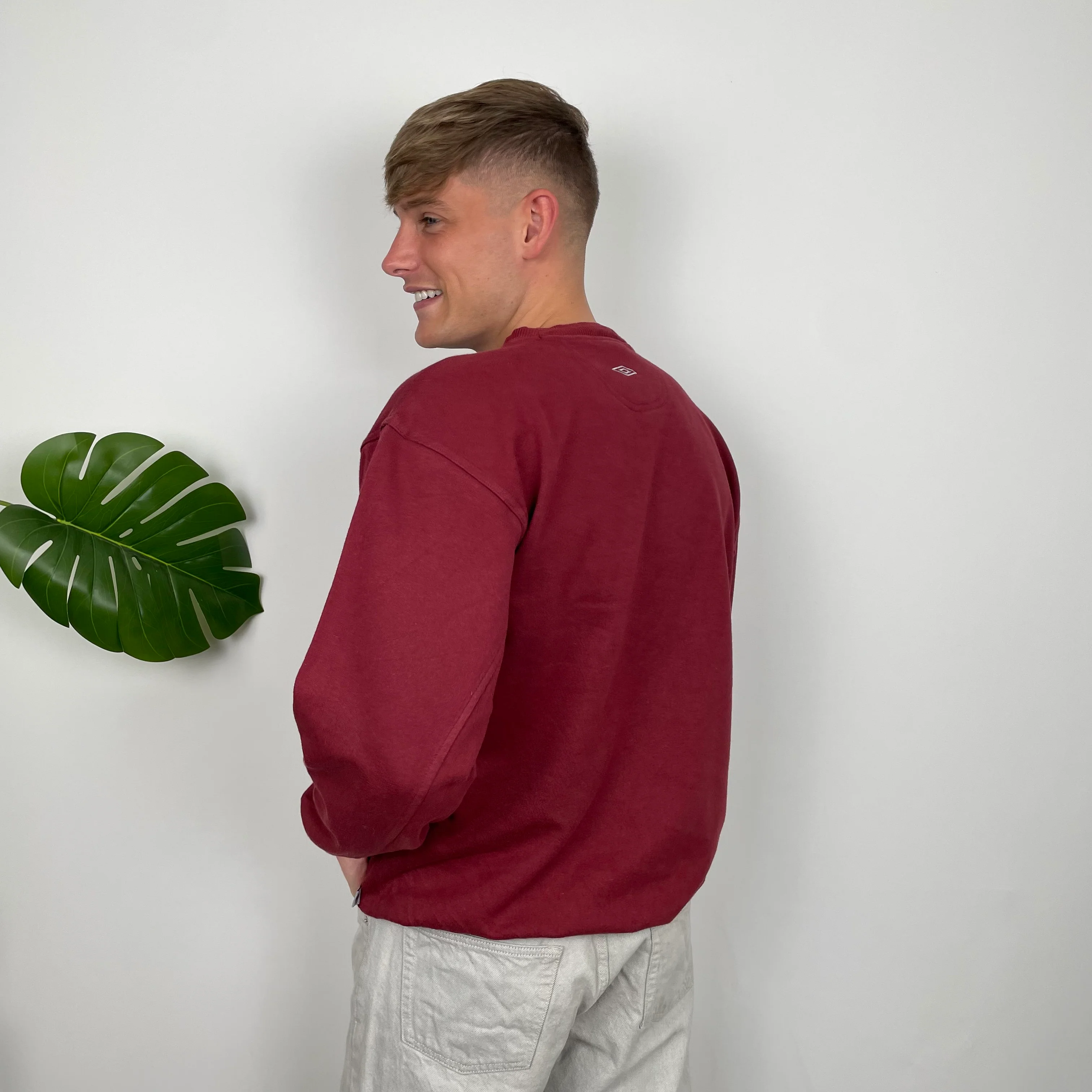 Umbro RARE Maroon Embroidered Spell Out Sweatshirt (L) - Image 3
