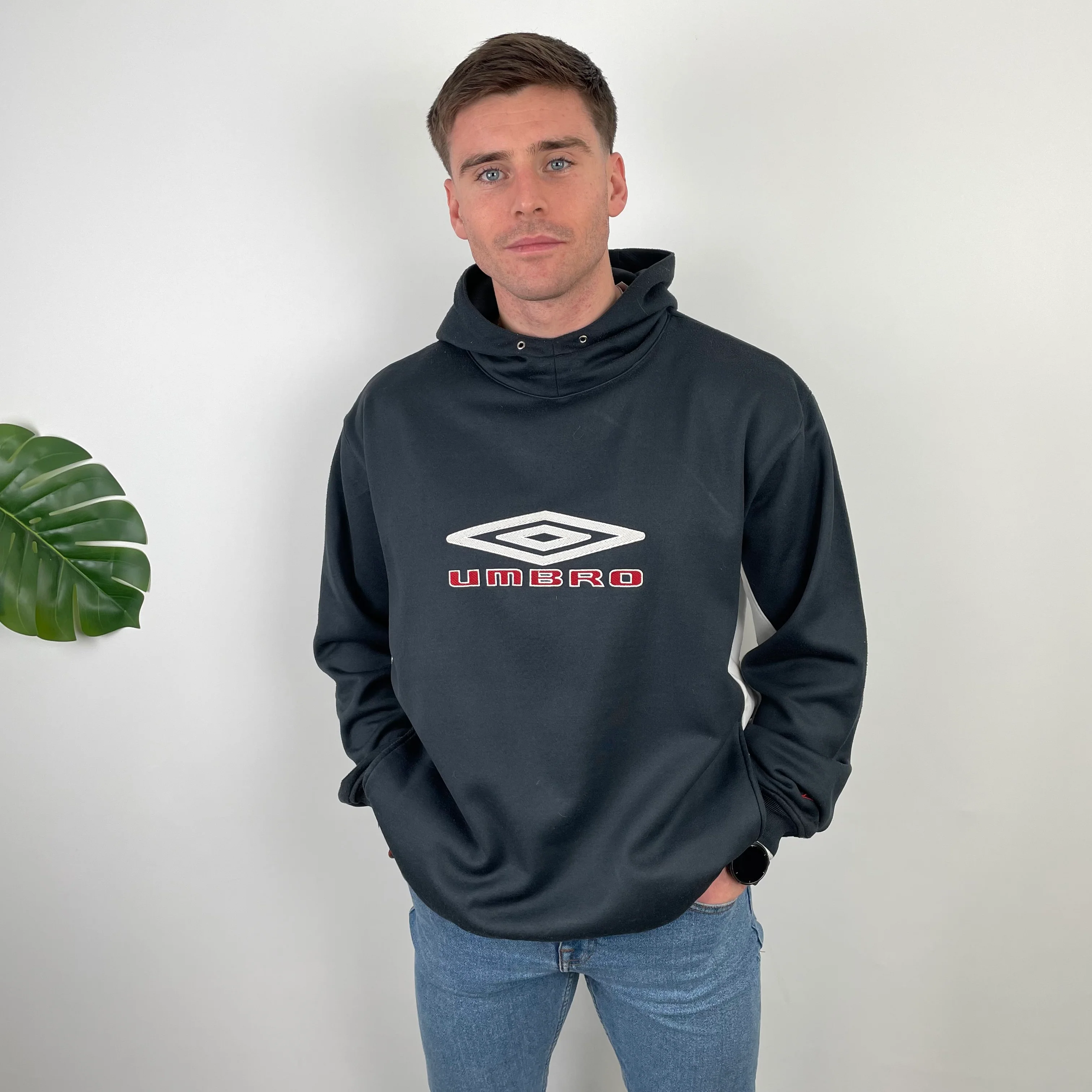 Umbro RARE Navy Embroidered Spell Out Hoodie (XL)